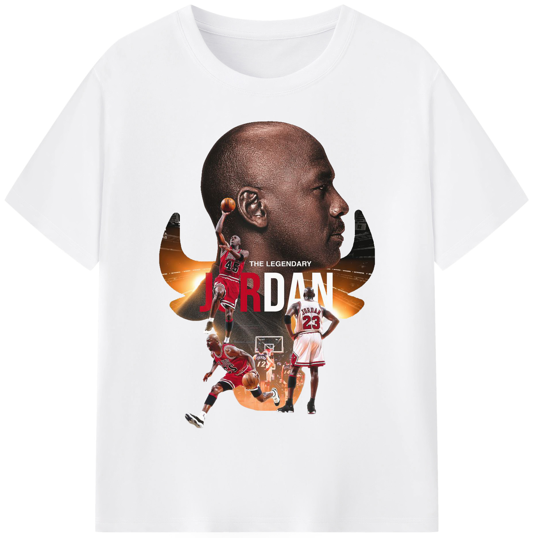 Legendary Michael Jordan Tribute Shirt Iconic Bulls 23 - 180g Cotton T-Shirt With Front Heat Transfer Print – Soft, Lightweight, Fitted Design – Comfortable Casual Wear For Sports & Everyday Use