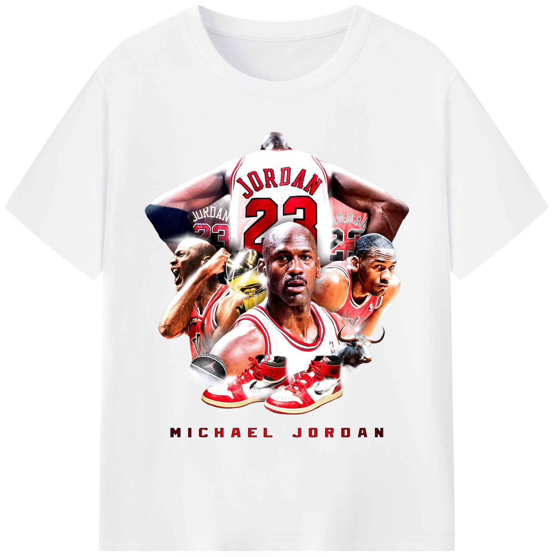 Michael Jordan Retro GOAT Tribute Shirt with Air Jordan 1 - 180g Cotton T-Shirt With Front Heat Transfer Print – Soft, Lightweight, Fitted Design – Comfortable Casual Wear For Sports & Everyday Use