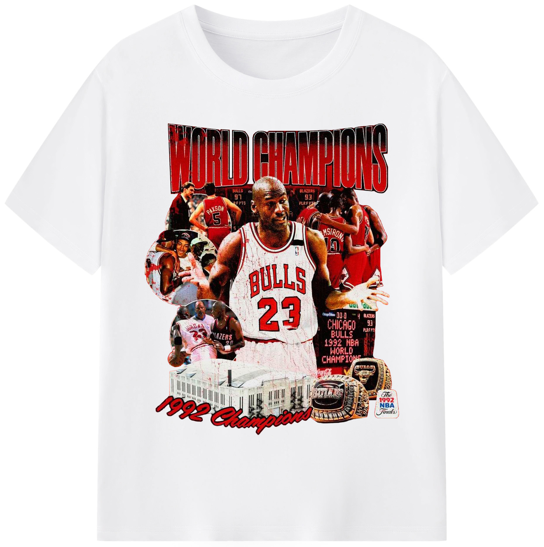 Michael Jordan 1992 NBA Finals Champion Shirt - 180g Cotton T-Shirt With Front Heat Transfer Print – Soft, Lightweight, Fitted Design – Comfortable Casual Wear For Sports & Everyday Use