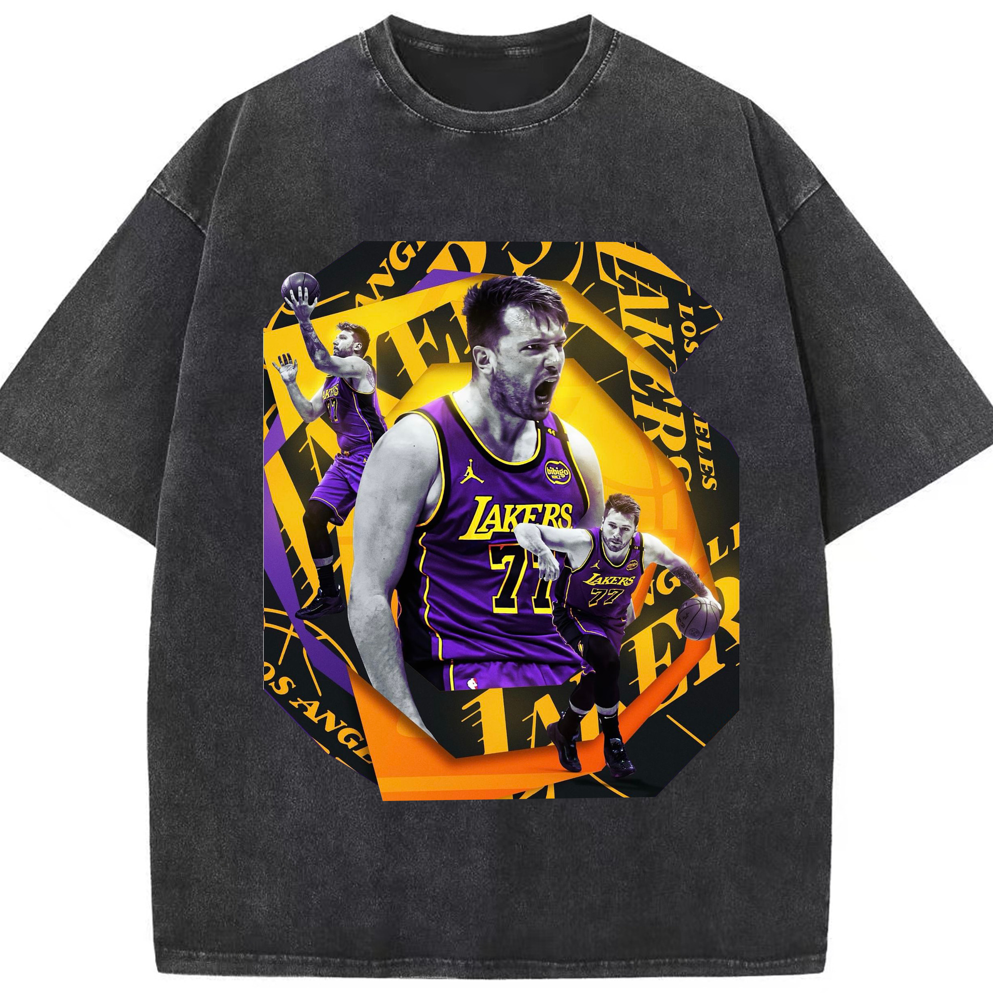 Luka Dončić Lakers Roses bloom Shirt - Washed Vintage Look 230g Cotton Oversized T-Shirt With Front Heat Transfer Print – Soft, Lightweight, Stylish Fit – Comfortable Casual Wear For Sports & Everyday Use