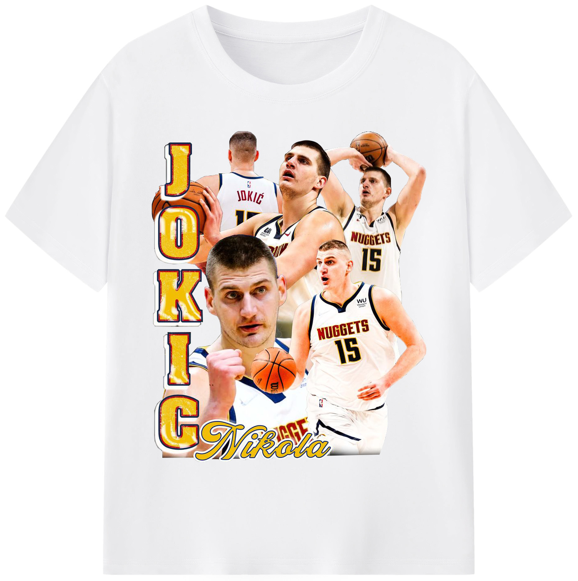 Jokic Streetwear Clean White Graphic Shirt - 180g Cotton T-Shirt With Front Heat Transfer Print – Soft, Lightweight, Fitted Design – Comfortable Casual Wear For Sports & Everyday Use