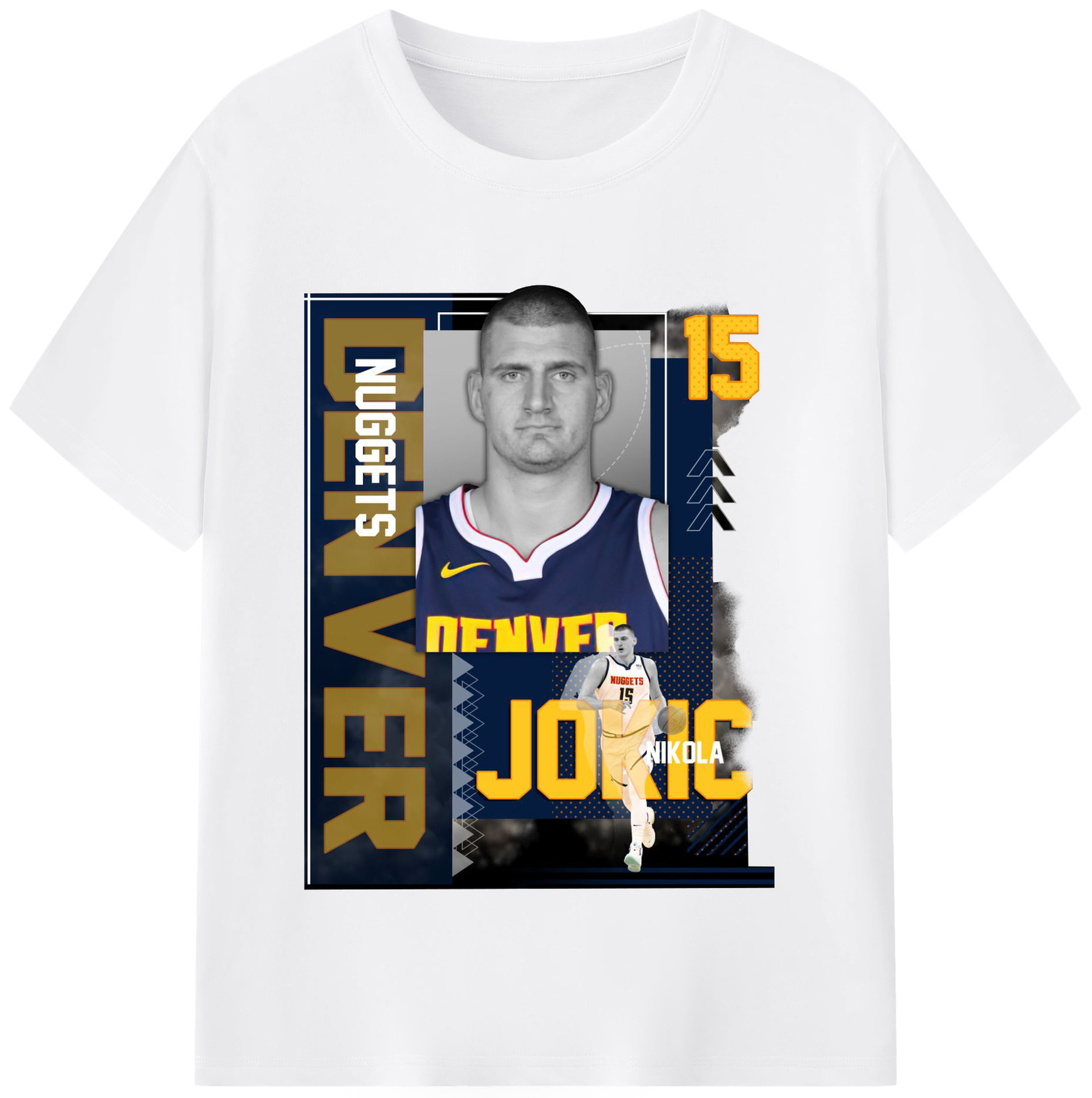 Nikola Jokić Vintage Card Style Basketball Graphic Shirt - 180g Cotton T-Shirt With Front Heat Transfer Print – Soft, Lightweight, Fitted Design – Comfortable Casual Wear For Sports & Everyday Use