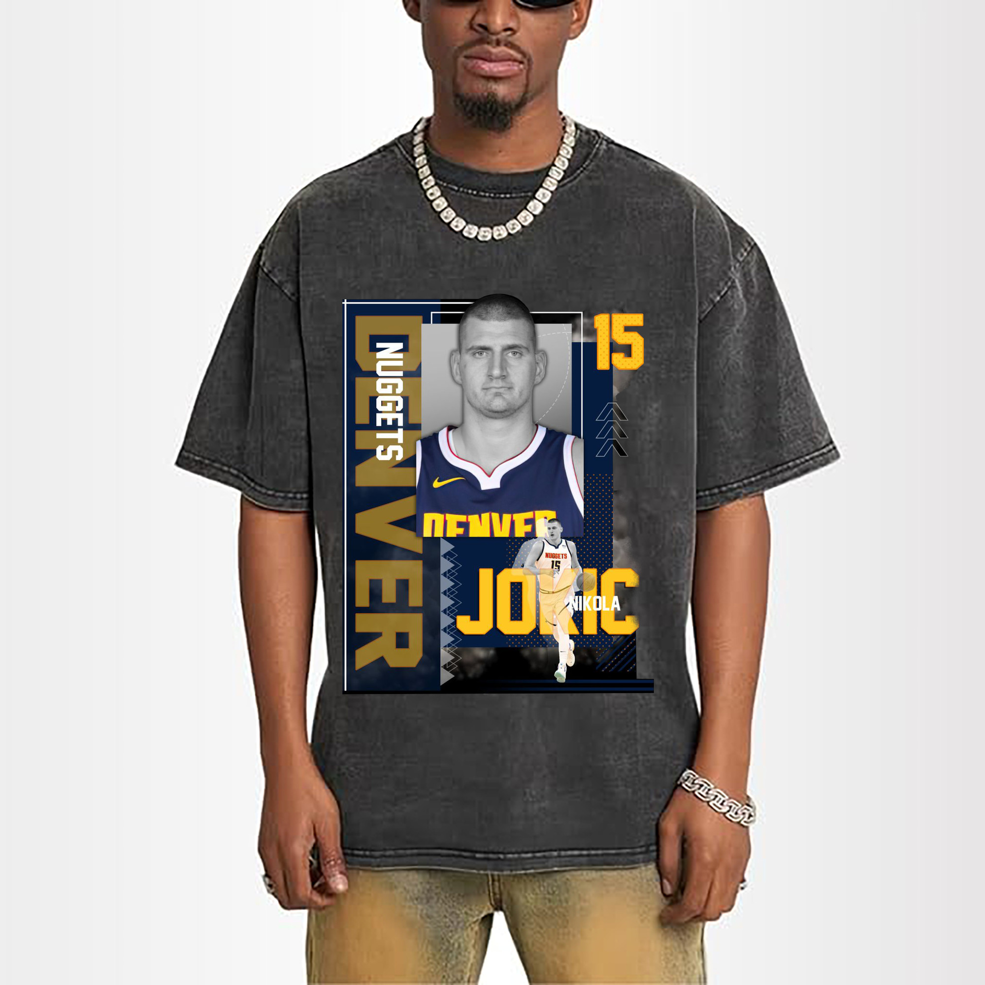 Nikola Jokić Vintage Card Style Basketball Graphic Shirt