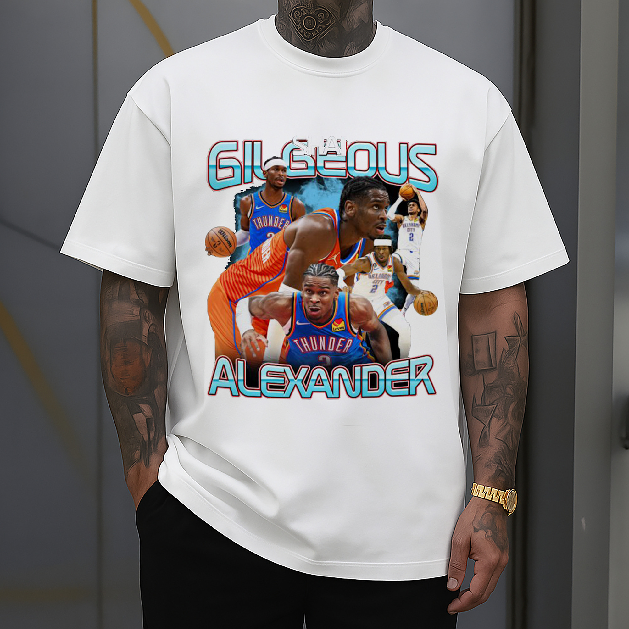 SGA Thunder #2 Bold NBA Fan Collage Shirt