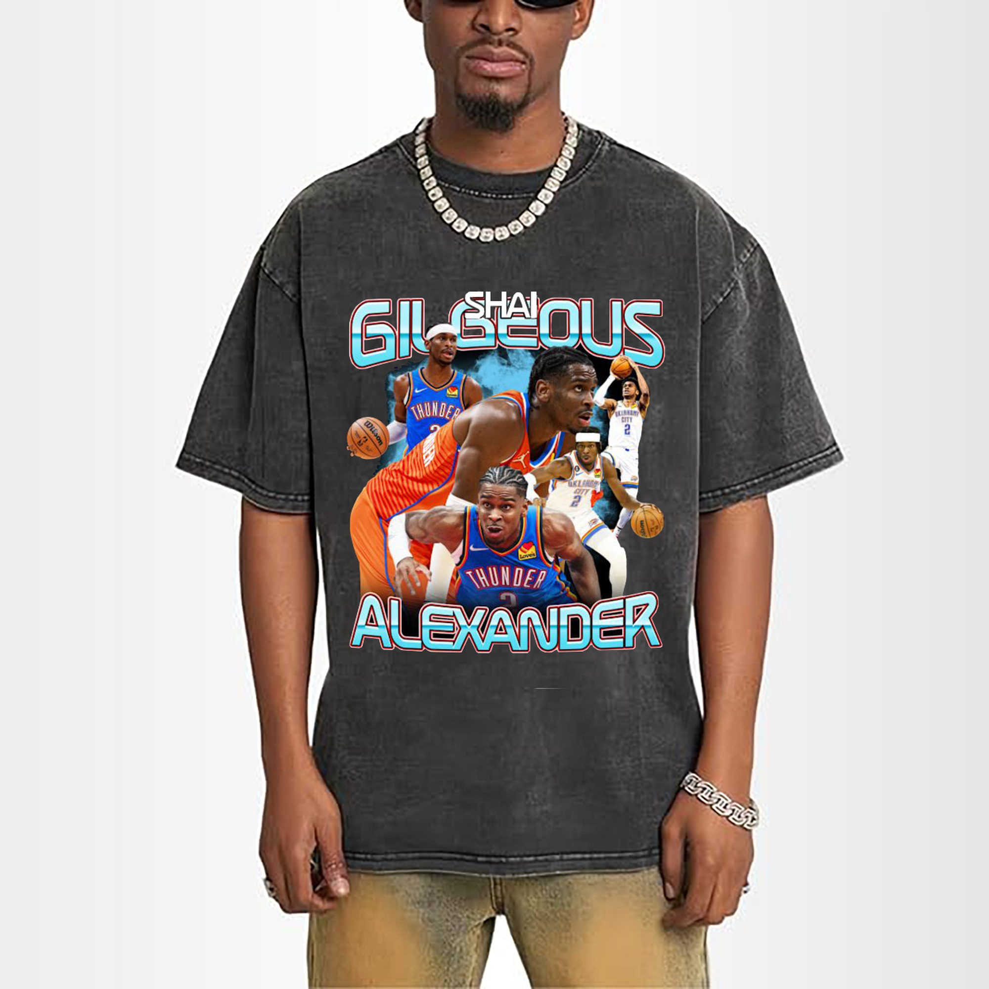 SGA Thunder #2 Bold NBA Fan Collage Shirt
