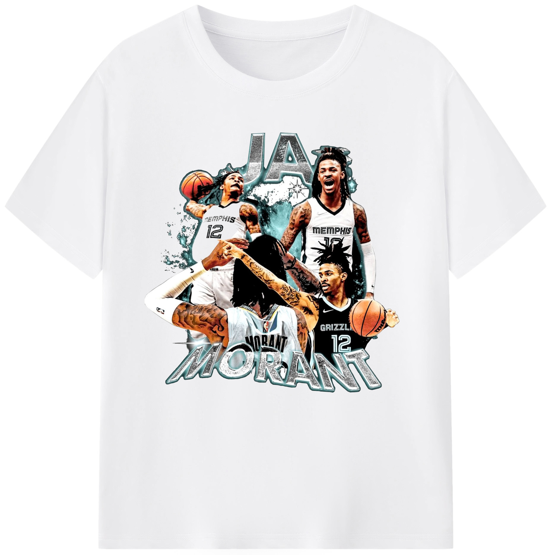 Ja Morant Memphis Grizzlies Vintage Shirt - 180g Cotton T-Shirt With Front Heat Transfer Print – Soft, Lightweight, Fitted Design – Comfortable Casual Wear For Sports & Everyday Use