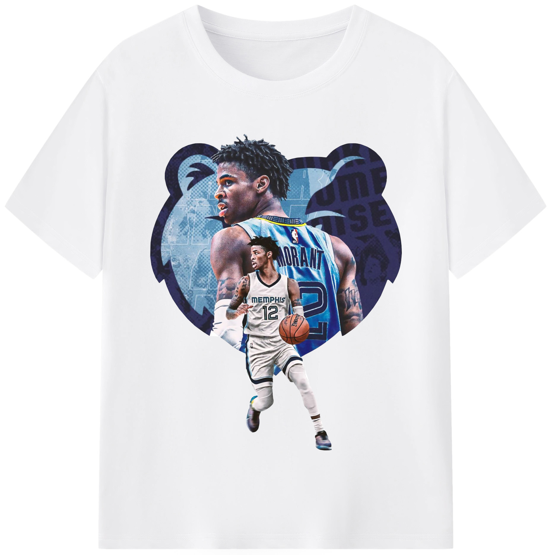 Ja Morant Motion Dribble Graphic Shirt - 180g Cotton T-Shirt With Front Heat Transfer Print – Soft, Lightweight, Fitted Design – Comfortable Casual Wear For Sports & Everyday Use