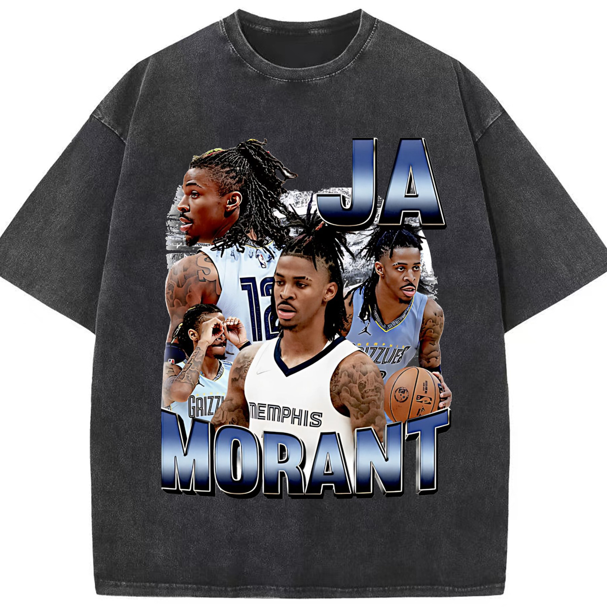 Ja Morant Street King Explosive Grizzlies Graphic Shirt - Washed Vintage Look 230g Cotton Oversized T-Shirt With Front Heat Transfer Print – Soft, Lightweight, Stylish Fit – Comfortable Casual Wear For Sports & Everyday Use