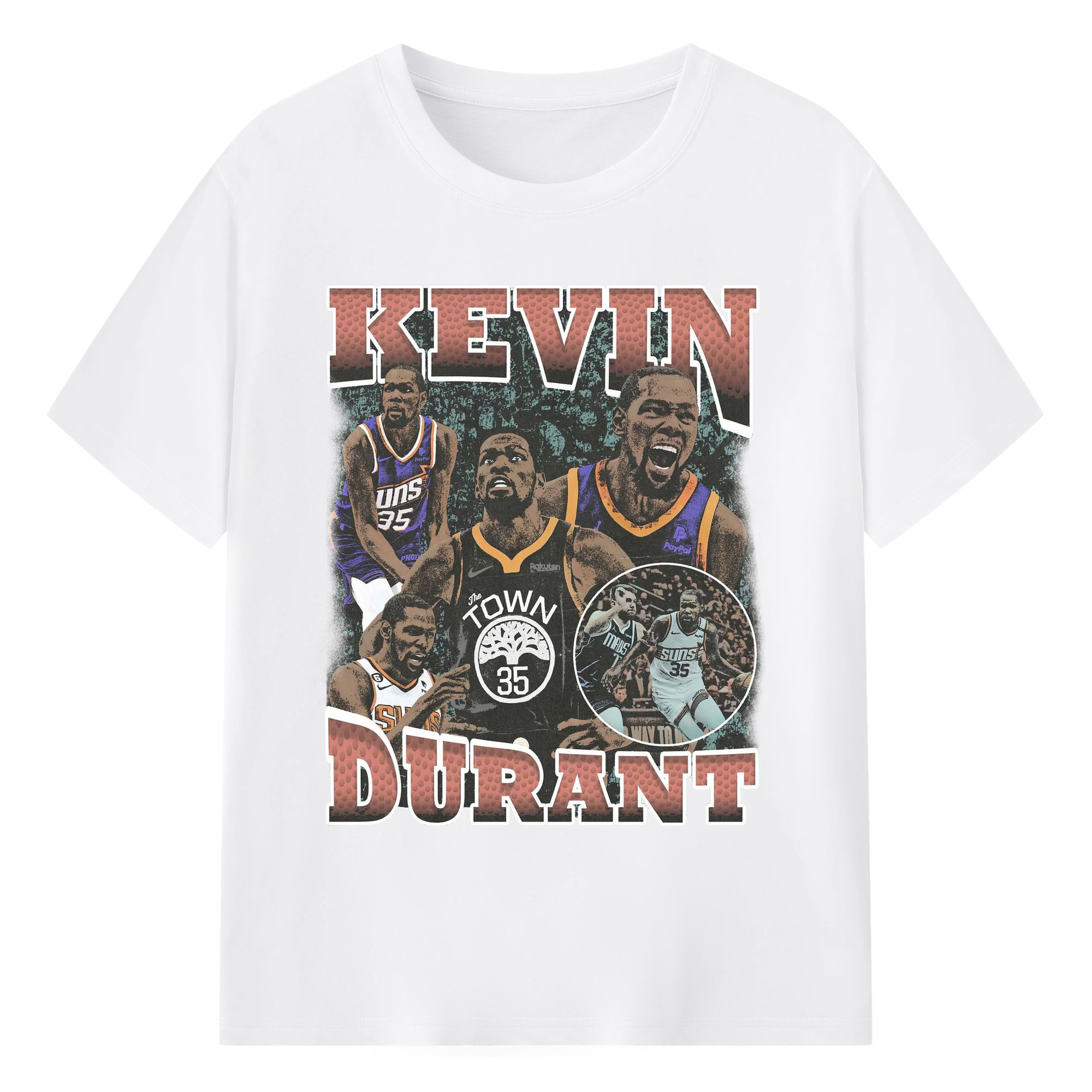 Kevin Durant Suns & Warriors Collectible Shirt - 180g Cotton T-Shirt With Front Heat Transfer Print – Soft, Lightweight, Fitted Design – Comfortable Casual Wear For Sports & Everyday Use