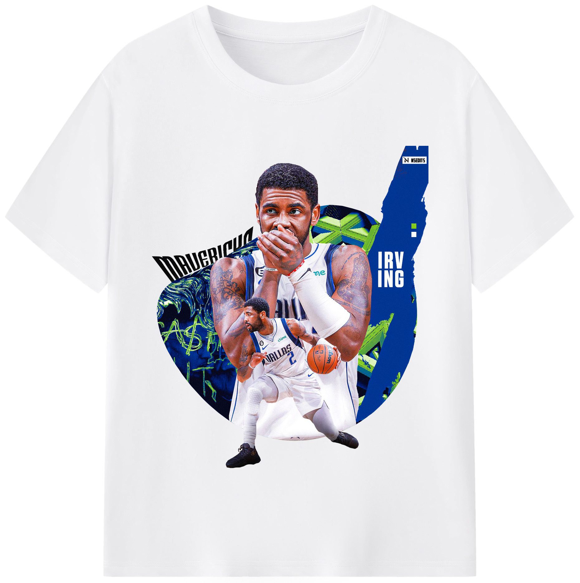Kyrie Irving Dallas Mavericks Graphic - 180g Cotton T-Shirt With Front Heat Transfer Print – Soft, Lightweight, Fitted Design – Comfortable Casual Wear For Sports & Everyday Use