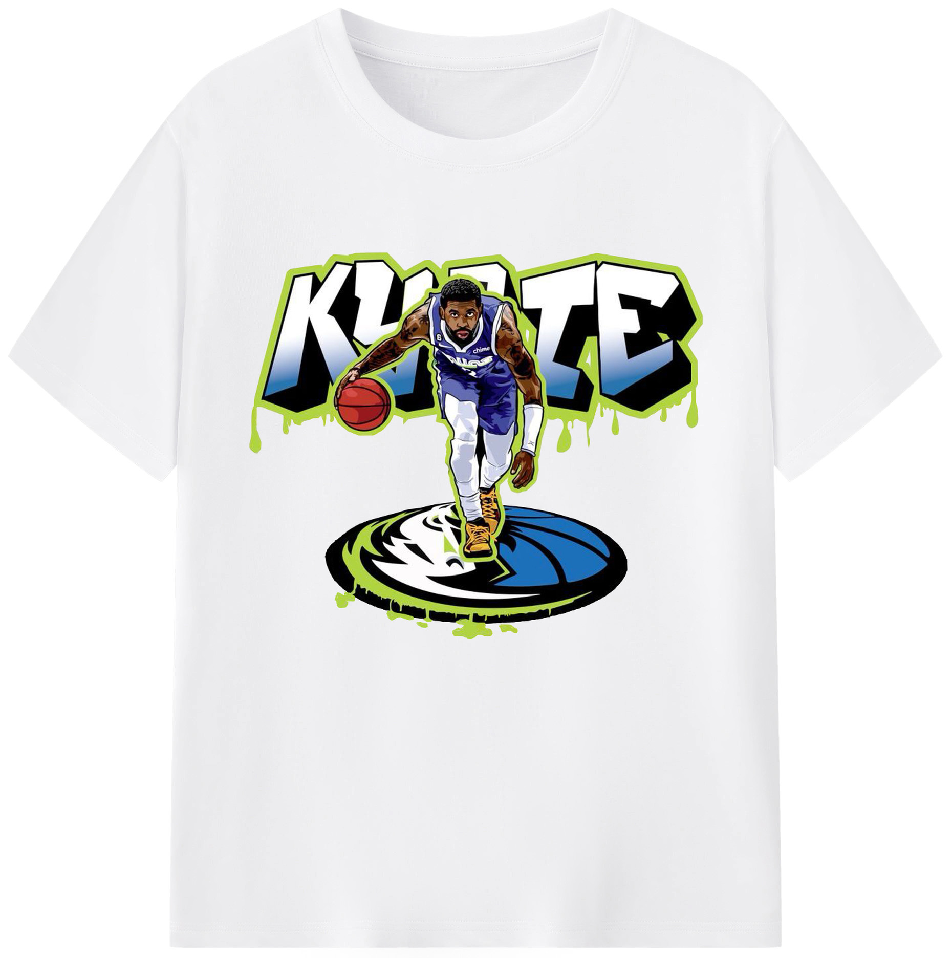 Kyrie Irving Dallas Mavericks Graffiti Shirt - 180g Cotton T-Shirt With Front Heat Transfer Print – Soft, Lightweight, Fitted Design – Comfortable Casual Wear For Sports & Everyday Use
