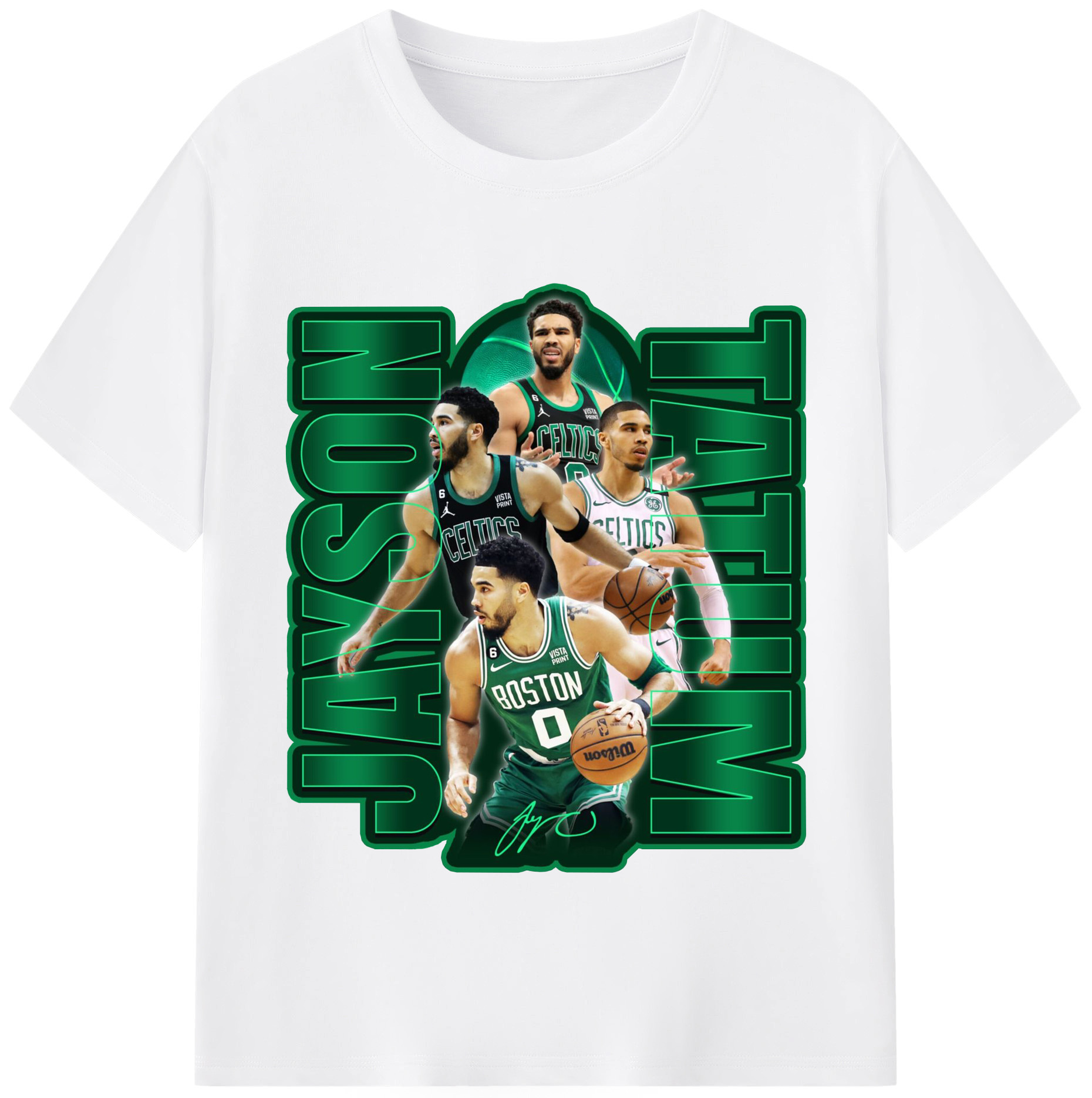 Jayson TatumJersey Graphic Shirt with Neon Signature Design - 180g Cotton T-Shirt With Front Heat Transfer Print – Soft, Lightweight, Fitted Design – Comfortable Casual Wear For Sports & Everyday Use