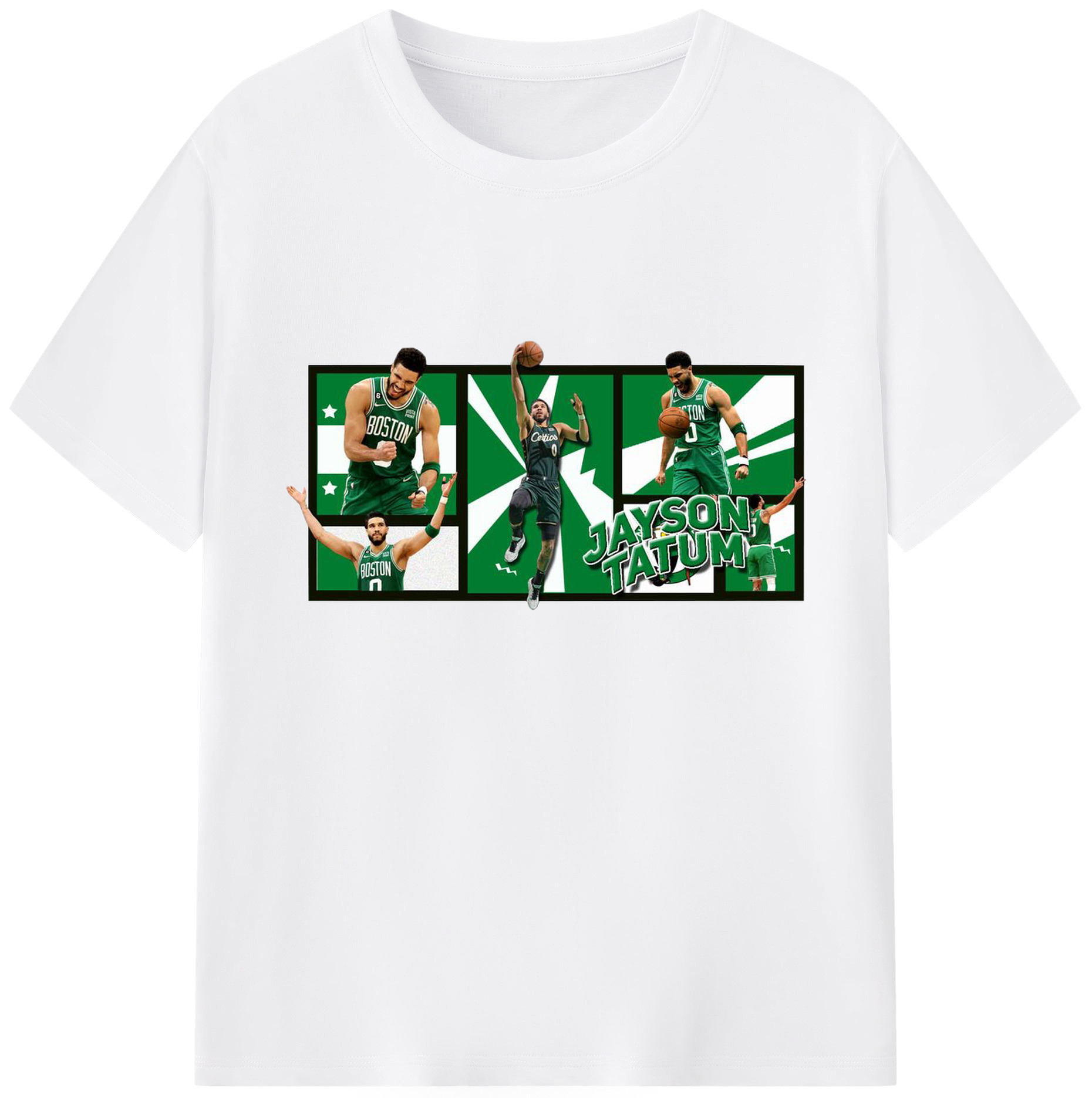 Jayson Tatum Comic Panel Celtics Shirt - 180g Cotton T-Shirt With Front Heat Transfer Print – Soft, Lightweight, Fitted Design – Comfortable Casual Wear For Sports & Everyday Use