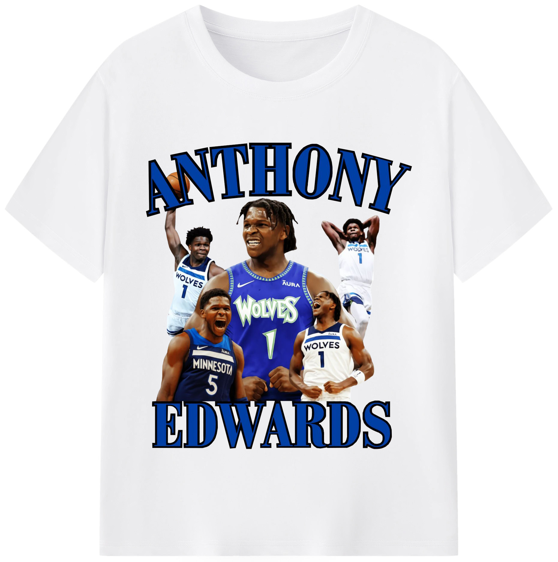 Anthony Edwards Wolves Legacy Shirt– Minnesota #1 - 180g Cotton T-Shirt With Front Heat Transfer Print – Soft, Lightweight, Fitted Design – Comfortable Casual Wear For Sports & Everyday Use
