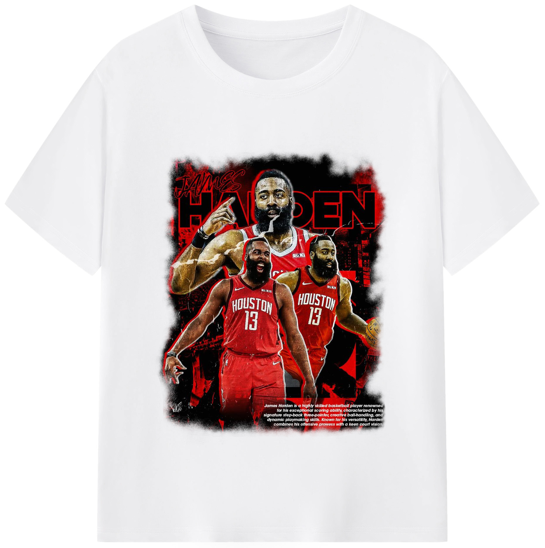 James Harden #13 Houston Rockets MVP Shirt - 180g Cotton T-Shirt With Front Heat Transfer Print – Soft, Lightweight, Fitted Design – Comfortable Casual Wear For Sports & Everyday Use