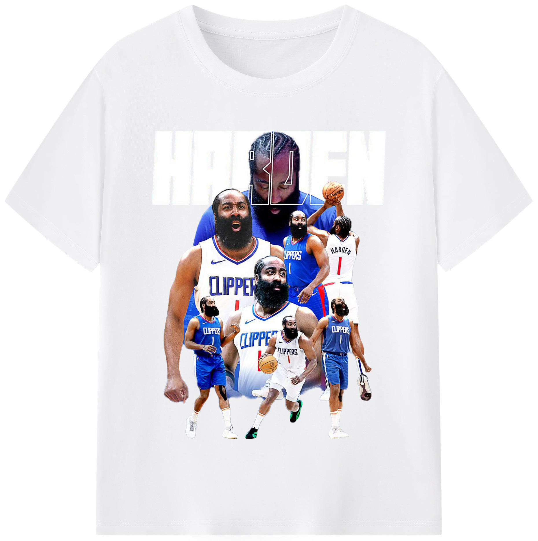 James Harden #1 LA Clippers Shirt - 180g Cotton T-Shirt With Front Heat Transfer Print – Soft, Lightweight, Fitted Design – Comfortable Casual Wear For Sports & Everyday Use