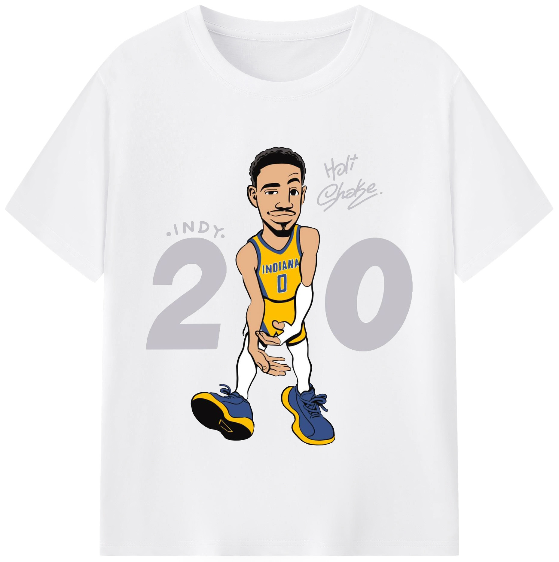 Tyrese Halliburton cartoon character - 180g Cotton T-Shirt With Front Heat Transfer Print – Soft, Lightweight, Fitted Design – Comfortable Casual Wear For Sports & Everyday Use