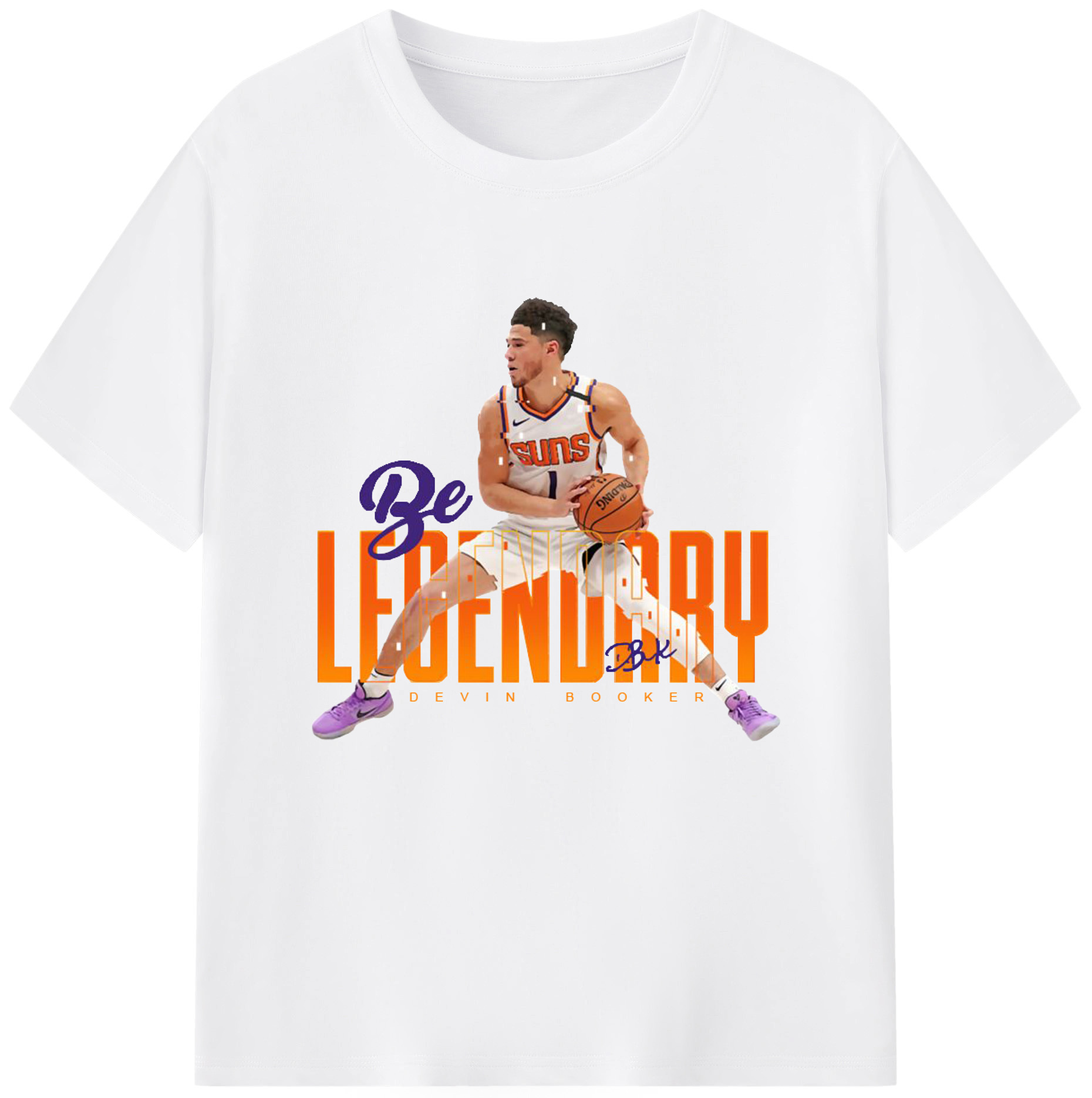 Devin Booker "Be Legendary" Shirt - 180g Cotton T-Shirt With Front Heat Transfer Print – Soft, Lightweight, Fitted Design – Comfortable Casual Wear For Sports & Everyday Use