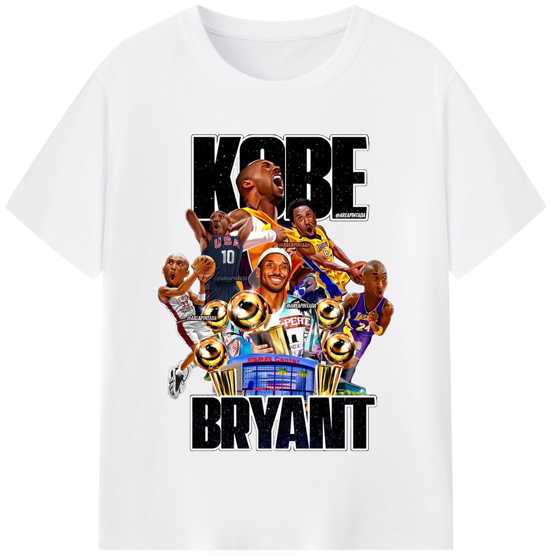 Kobe Bryant's five titles at Crypto.com Arena Shirt - 180g Cotton T-Shirt With Front Heat Transfer Print – Soft, Lightweight, Fitted Design – Comfortable Casual Wear For Sports & Everyday Use