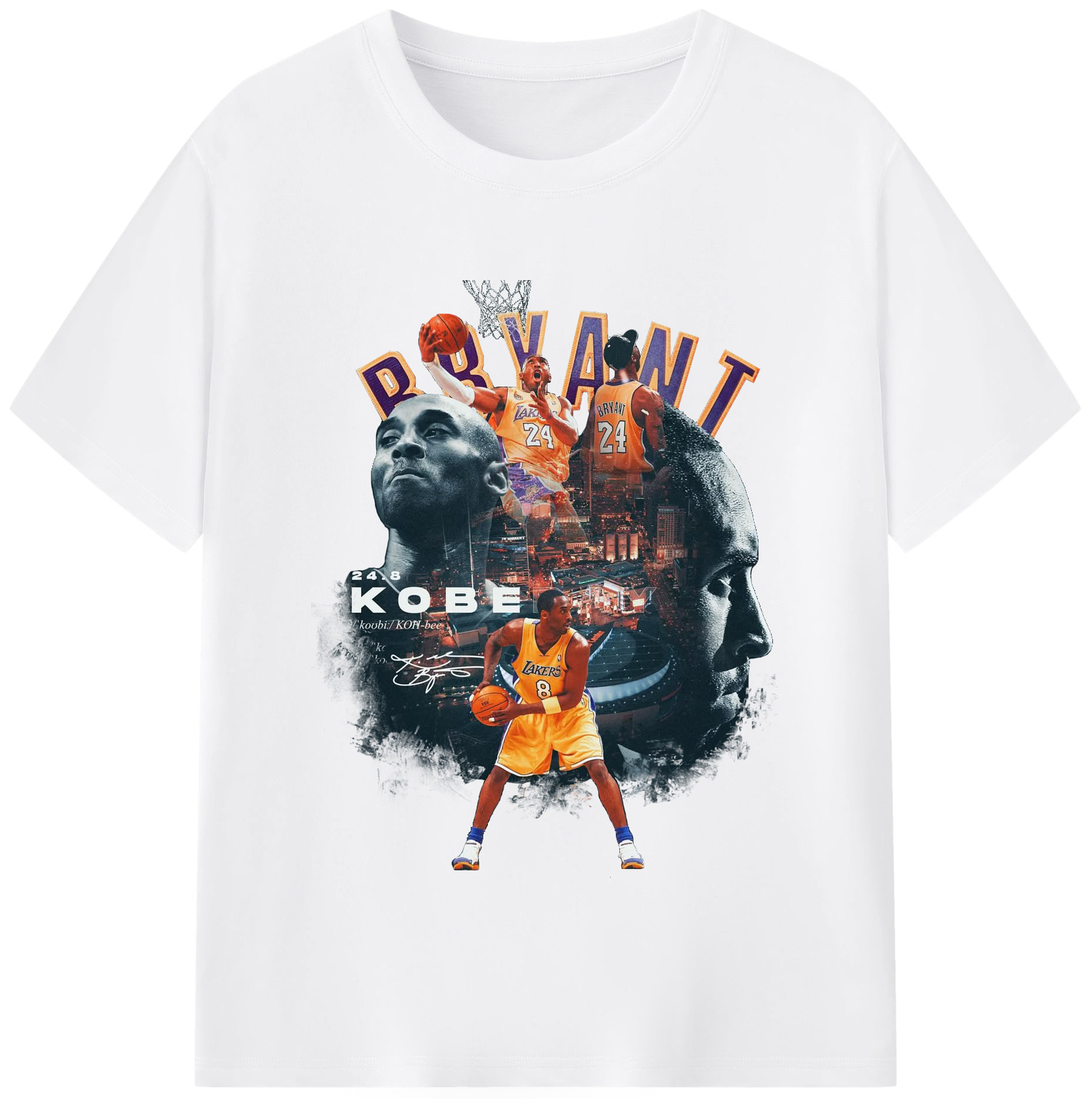 Honor the Black Mamba Lakers Limited Edition - 180g Cotton T-Shirt With Front Heat Transfer Print – Soft, Lightweight, Fitted Design – Comfortable Casual Wear For Sports & Everyday Use