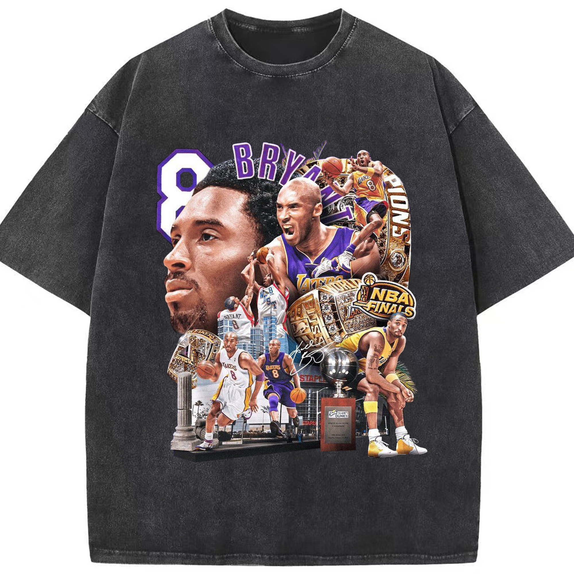 Celebrate Mamba Mentality and His Historic NBA Finals Legacy Shirt - Washed Vintage Look 230g Cotton Oversized T-Shirt With Front Heat Transfer Print – Soft, Lightweight, Stylish Fit – Comfortable Casual Wear For Sports & Everyday Use