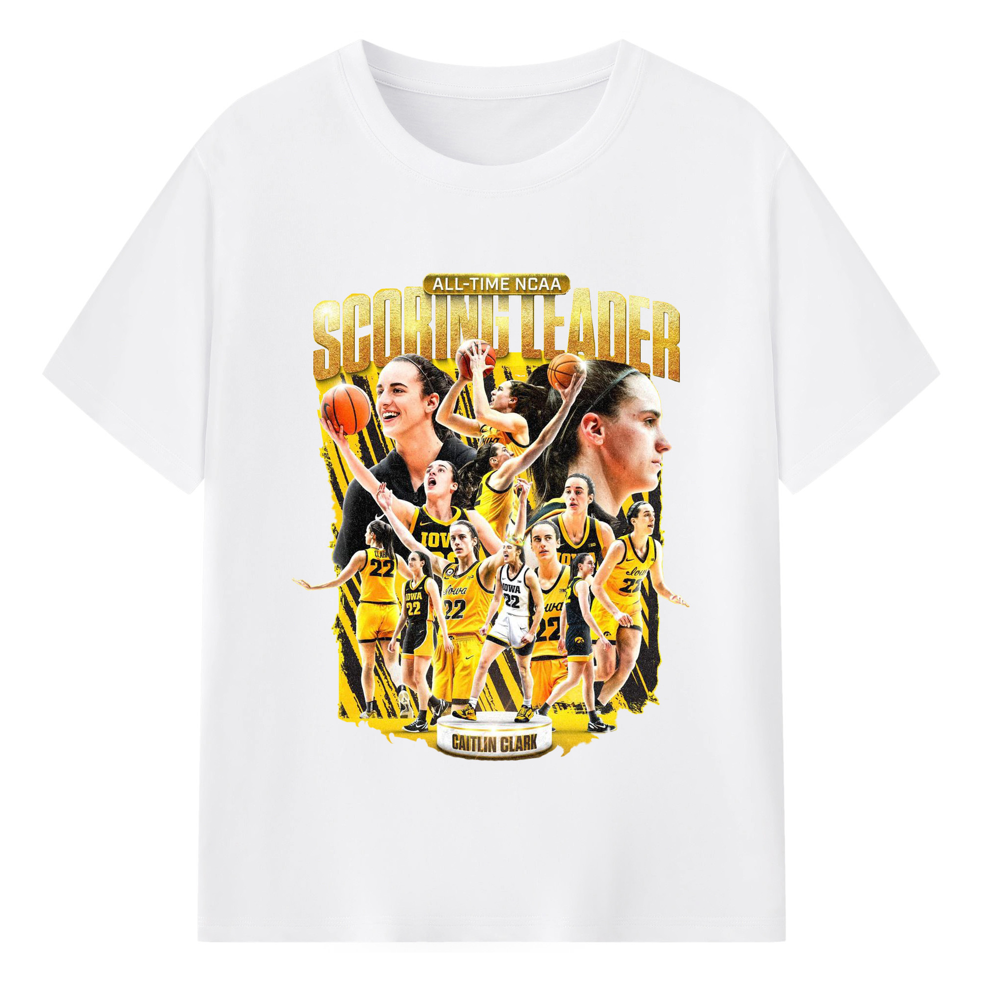 Caitlin Clark all-time ncaa - 180g Cotton T-Shirt With Front Heat Transfer Print – Soft, Lightweight, Fitted Design – Comfortable Casual Wear For Sports & Everyday Use