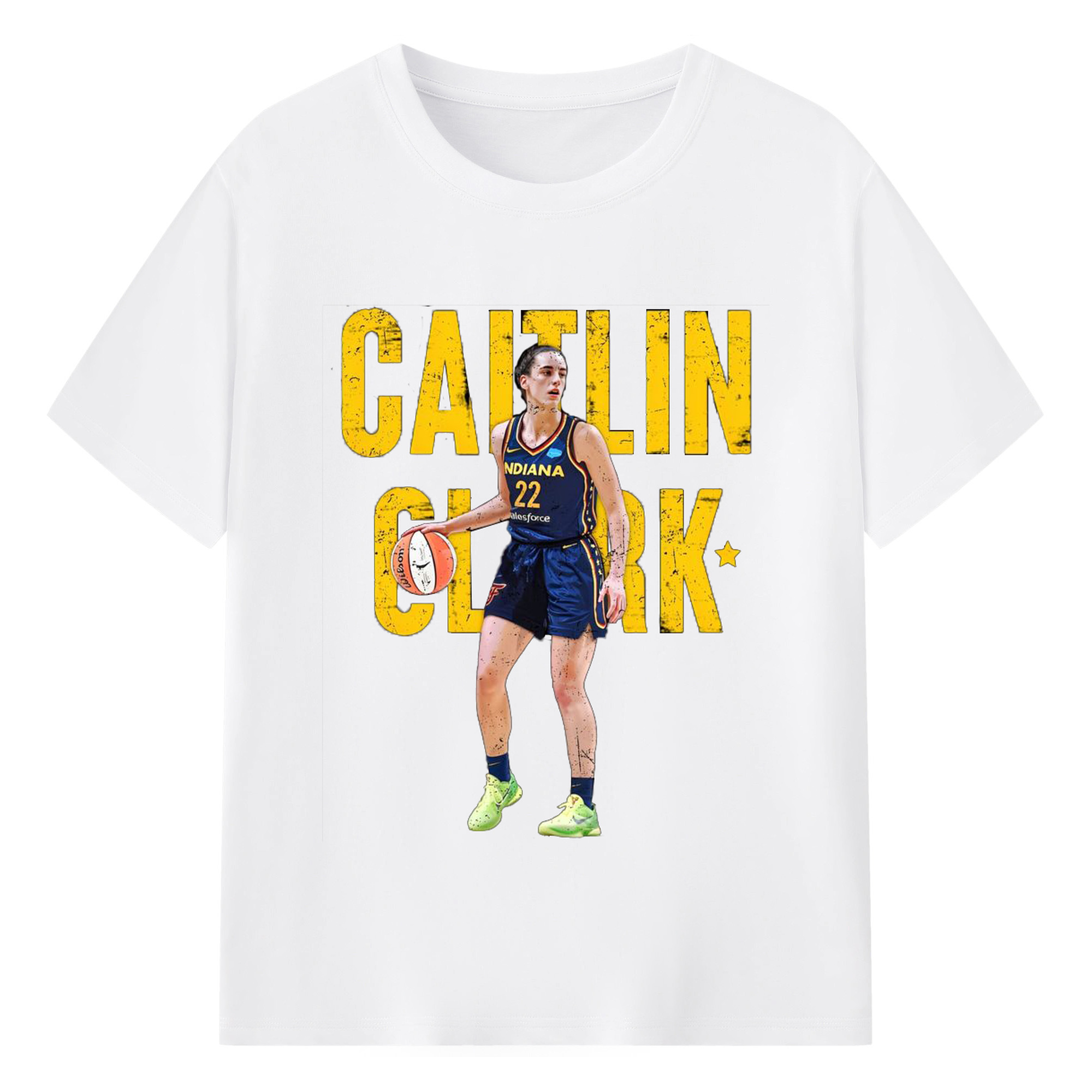Caitlin Clark zk6 “Green apple” - 180g Cotton T-Shirt With Front Heat Transfer Print – Soft, Lightweight, Fitted Design – Comfortable Casual Wear For Sports & Everyday Use