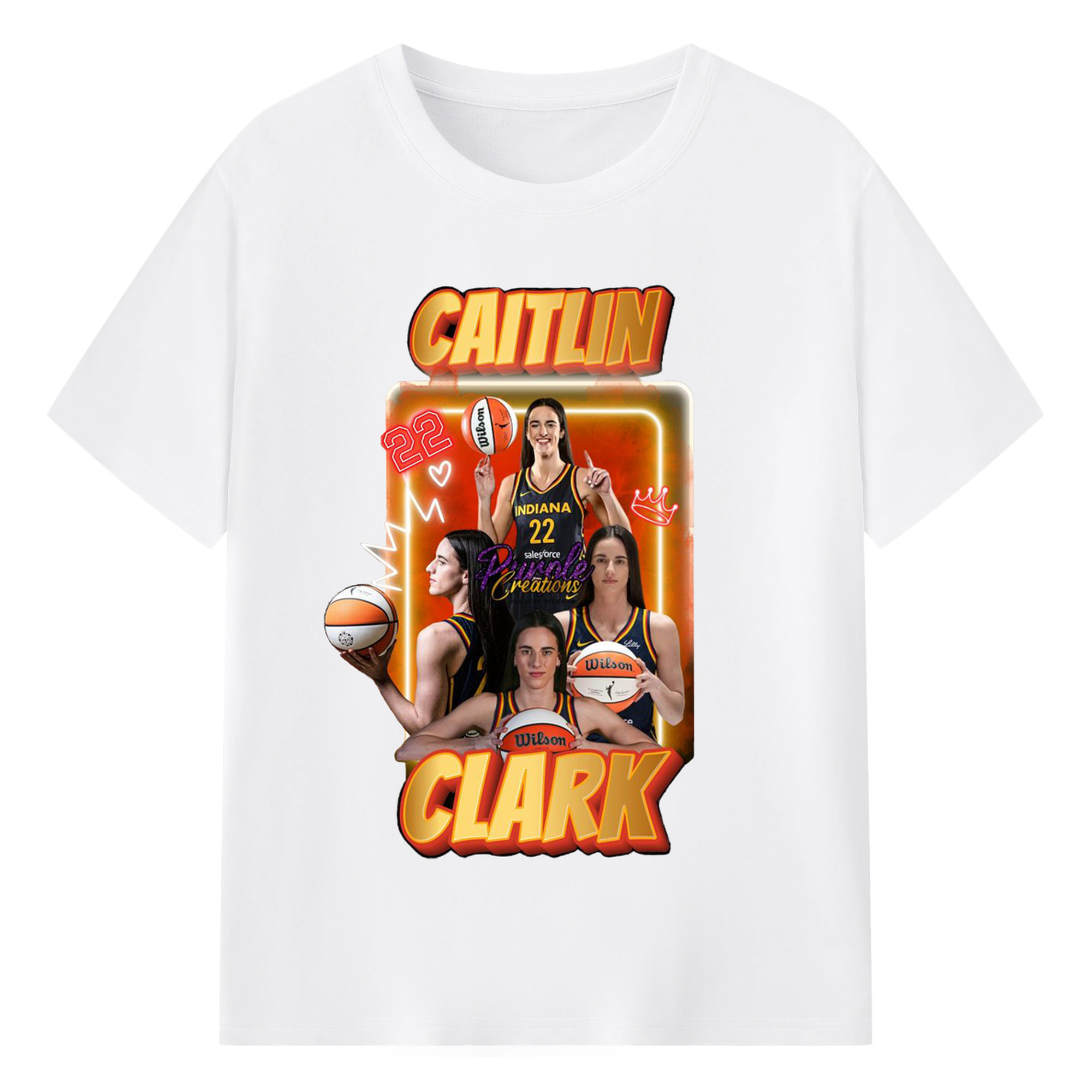 Caitlin Clark #22 WNBA Indiana Fever Vintage Style Graphic - 180g Cotton T-Shirt With Front Heat Transfer Print – Soft, Lightweight, Fitted Design – Comfortable Casual Wear For Sports & Everyday Use