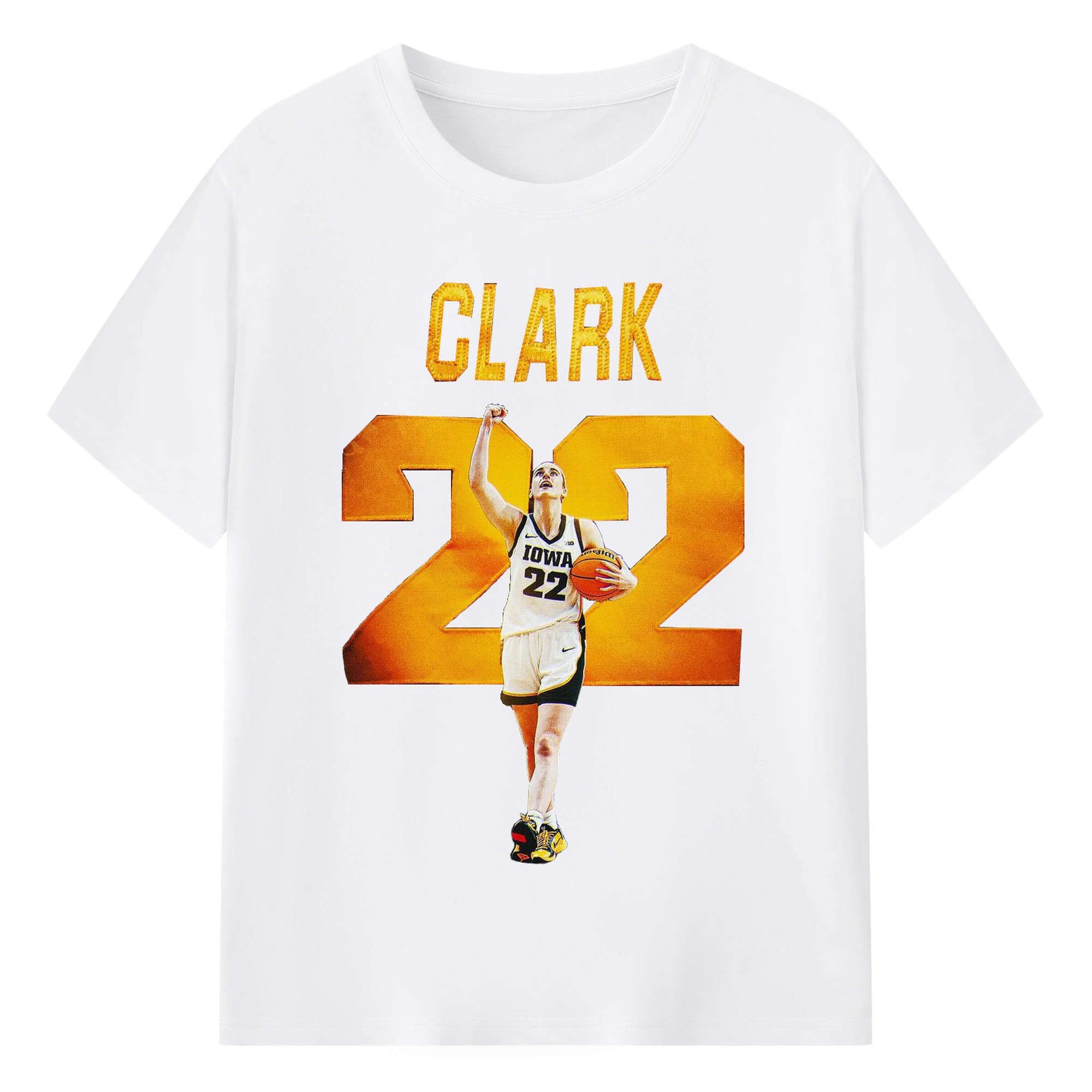 Caitlin Clark #22 Iowa Hawkeyes College Basketball Tee - 180g Cotton T-Shirt With Front Heat Transfer Print – Soft, Lightweight, Fitted Design – Comfortable Casual Wear For Sports & Everyday Use