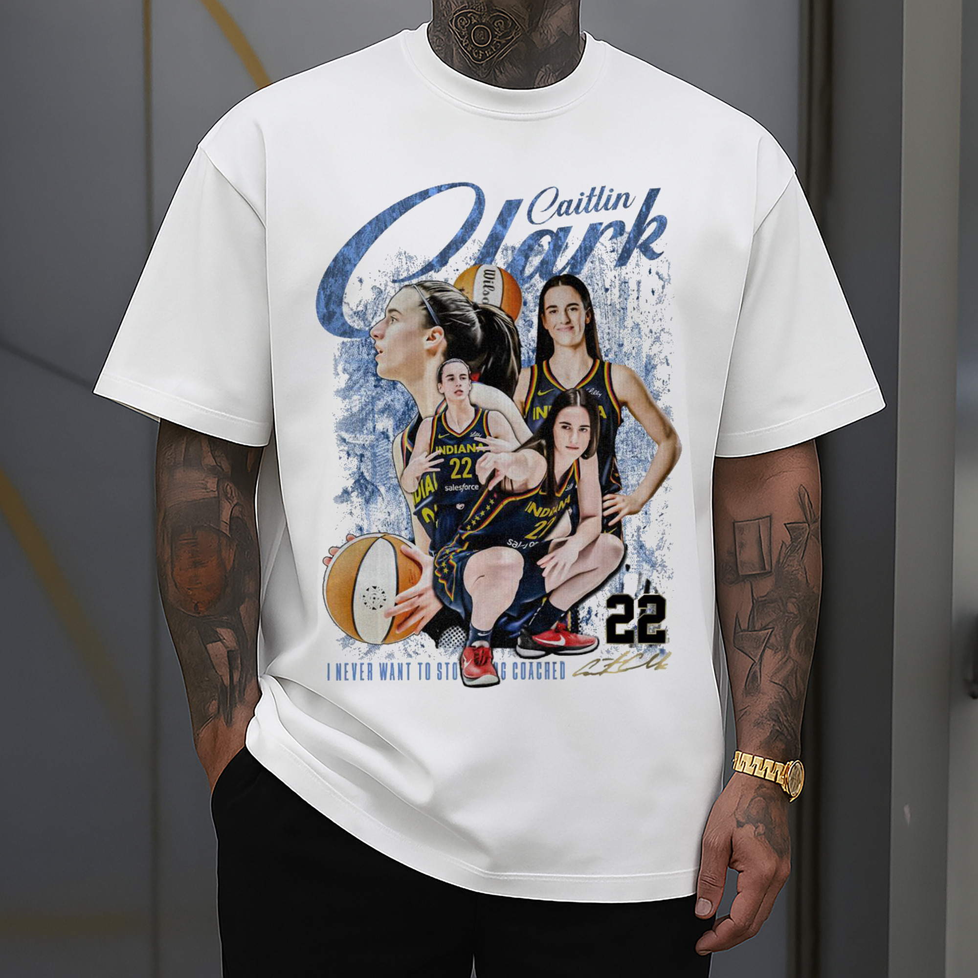 “Never Stop Being Coached” – Caitlin Clark Quote Tee for Women’s Basketball Fans