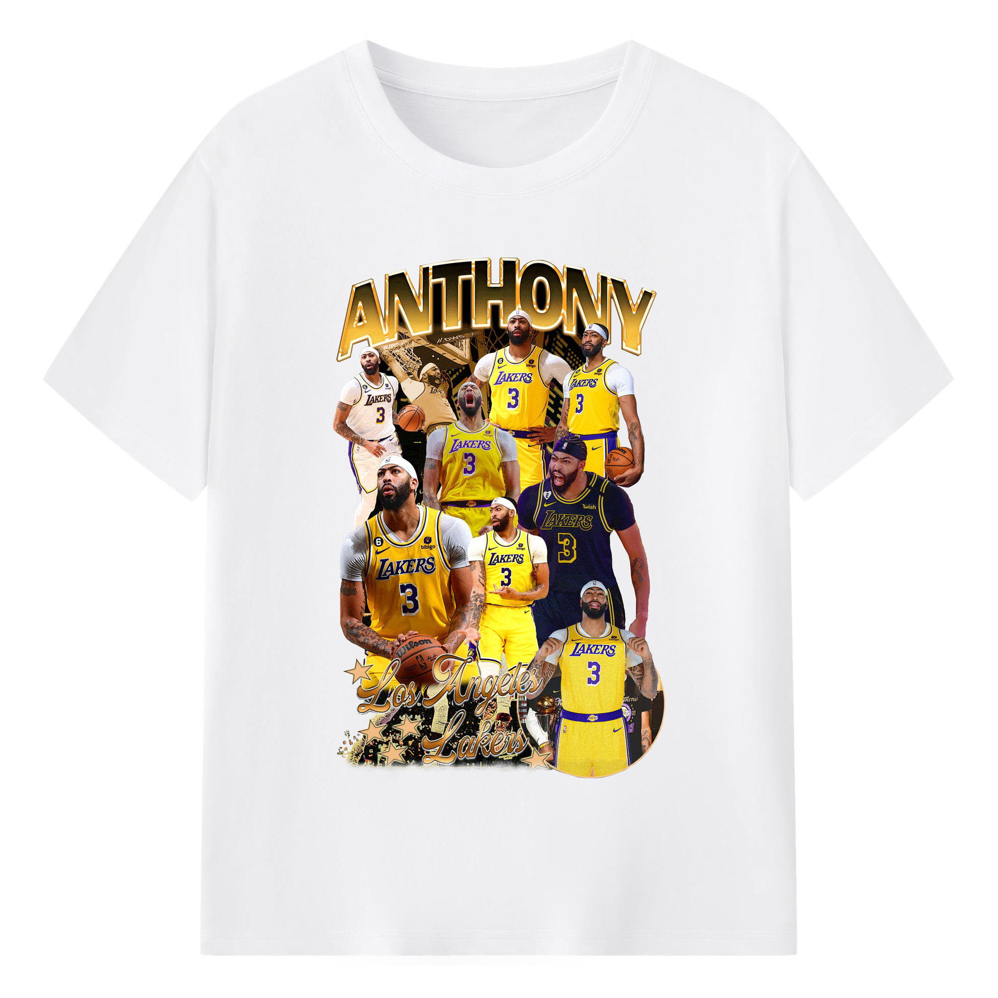 Los Angeles Lakers Anthony Davis Multi-Moment Shirt - 180g Cotton T-Shirt With Front Heat Transfer Print – Soft, Lightweight, Fitted Design – Comfortable Casual Wear For Sports & Everyday Use