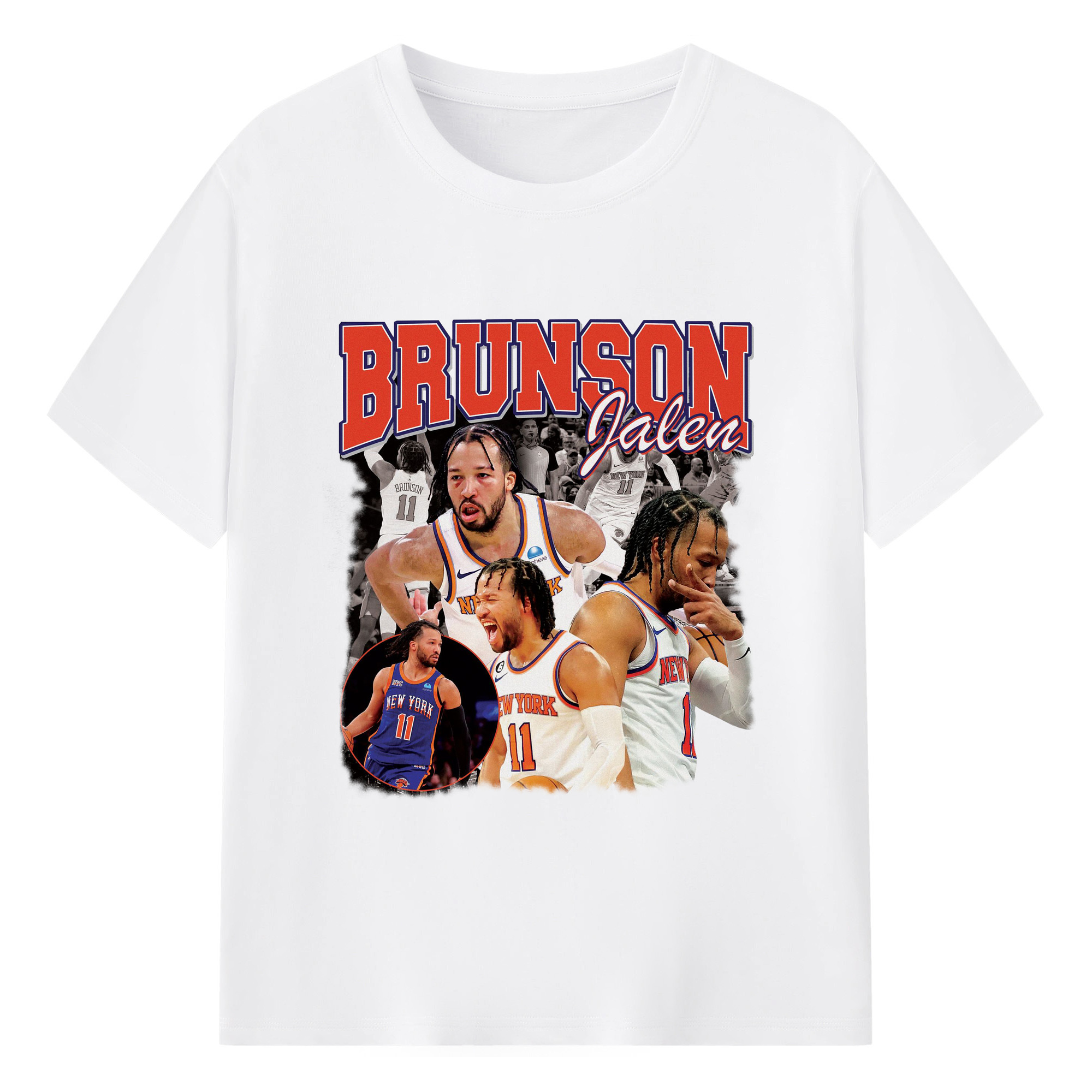 NYC Grit Jalen Brunson Explosive Emotion Graphic Shirt - 180g Cotton T-Shirt With Front Heat Transfer Print – Soft, Lightweight, Fitted Design – Comfortable Casual Wear For Sports & Everyday Use