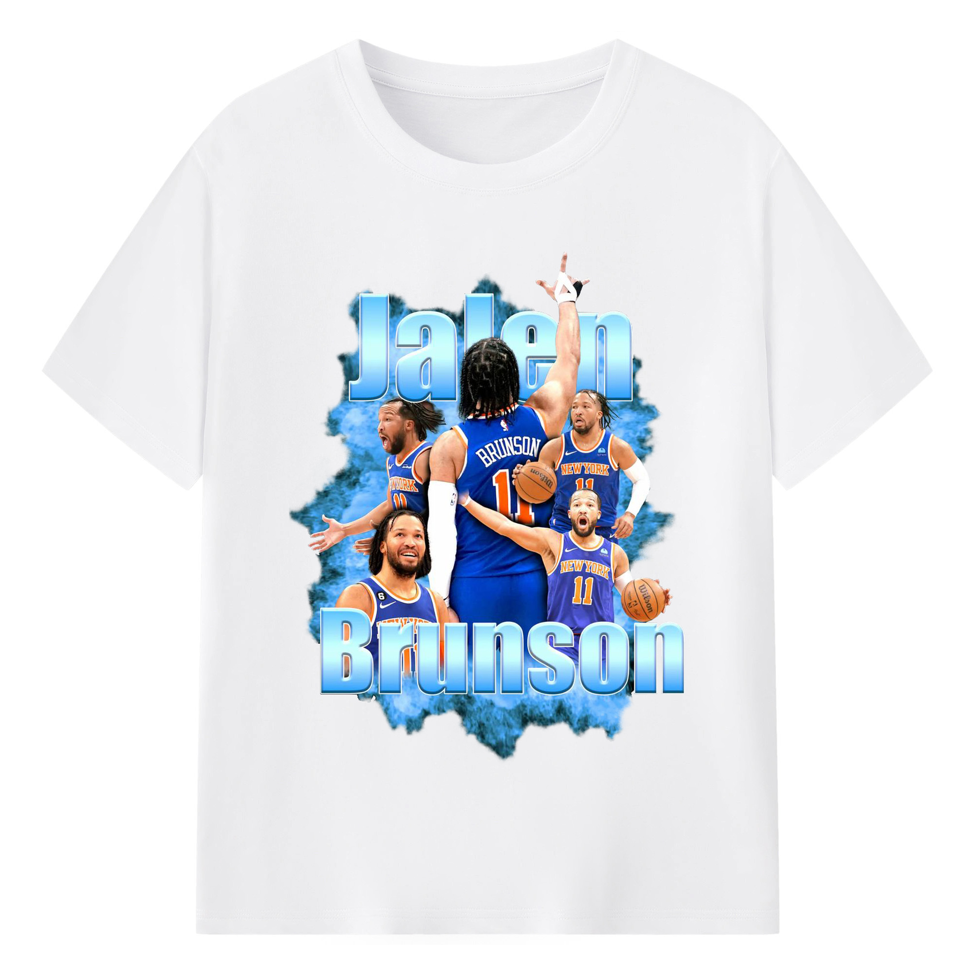 Jalen Brunson Blue Smoke Graphic Shirt - 180g Cotton T-Shirt With Front Heat Transfer Print – Soft, Lightweight, Fitted Design – Comfortable Casual Wear For Sports & Everyday Use