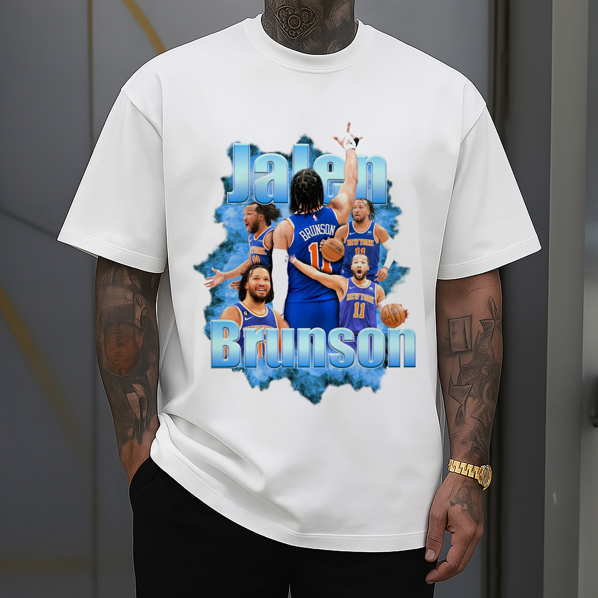 Jalen Brunson Blue Smoke Graphic Shirt