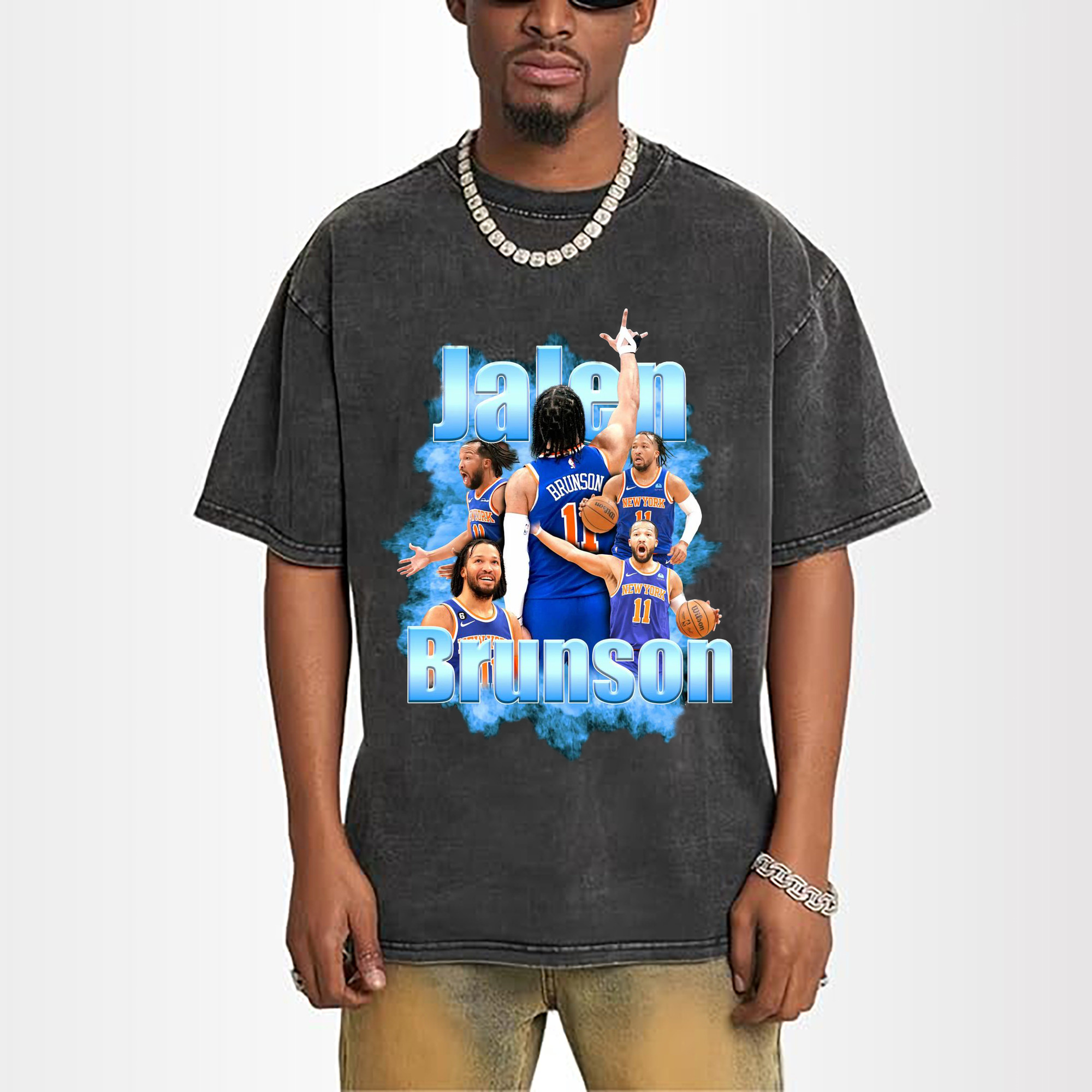 Jalen Brunson Blue Smoke Graphic Shirt