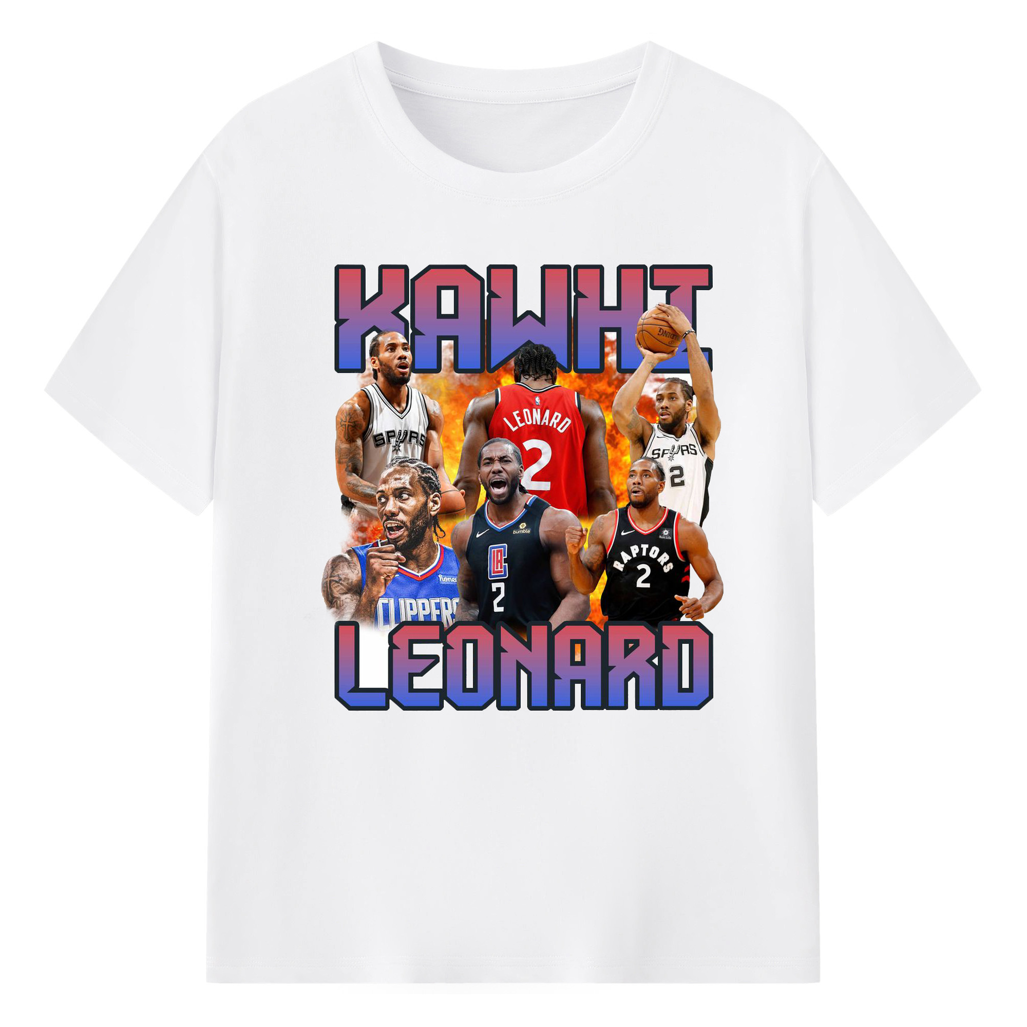 Kawhi Leonard Career Legacy Tee – NBA Multi-Team Tribute Shirt - 180g Cotton T-Shirt With Front Heat Transfer Print – Soft, Lightweight, Fitted Design – Comfortable Casual Wear For Sports & Everyday Use