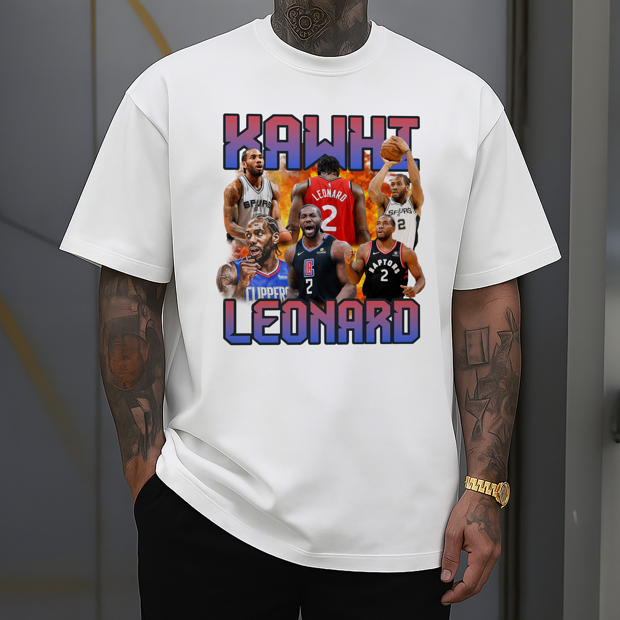 Kawhi Leonard Career Legacy Tee – NBA Multi-Team Tribute Shirt