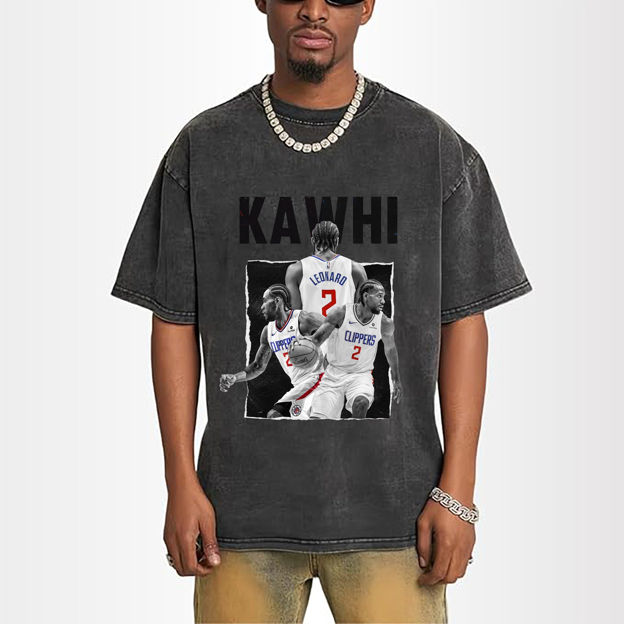 Kawhi Leonard Clippers #2 Black & White NBA Tribute Shirt