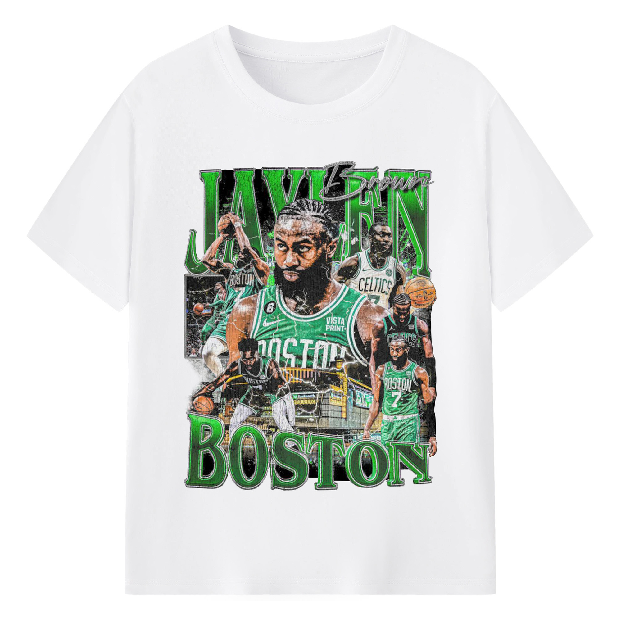 “TD Garden Demon” Jaylen Brown Vintage Shirt - 180g Cotton T-Shirt With Front Heat Transfer Print – Soft, Lightweight, Fitted Design – Comfortable Casual Wear For Sports & Everyday Use