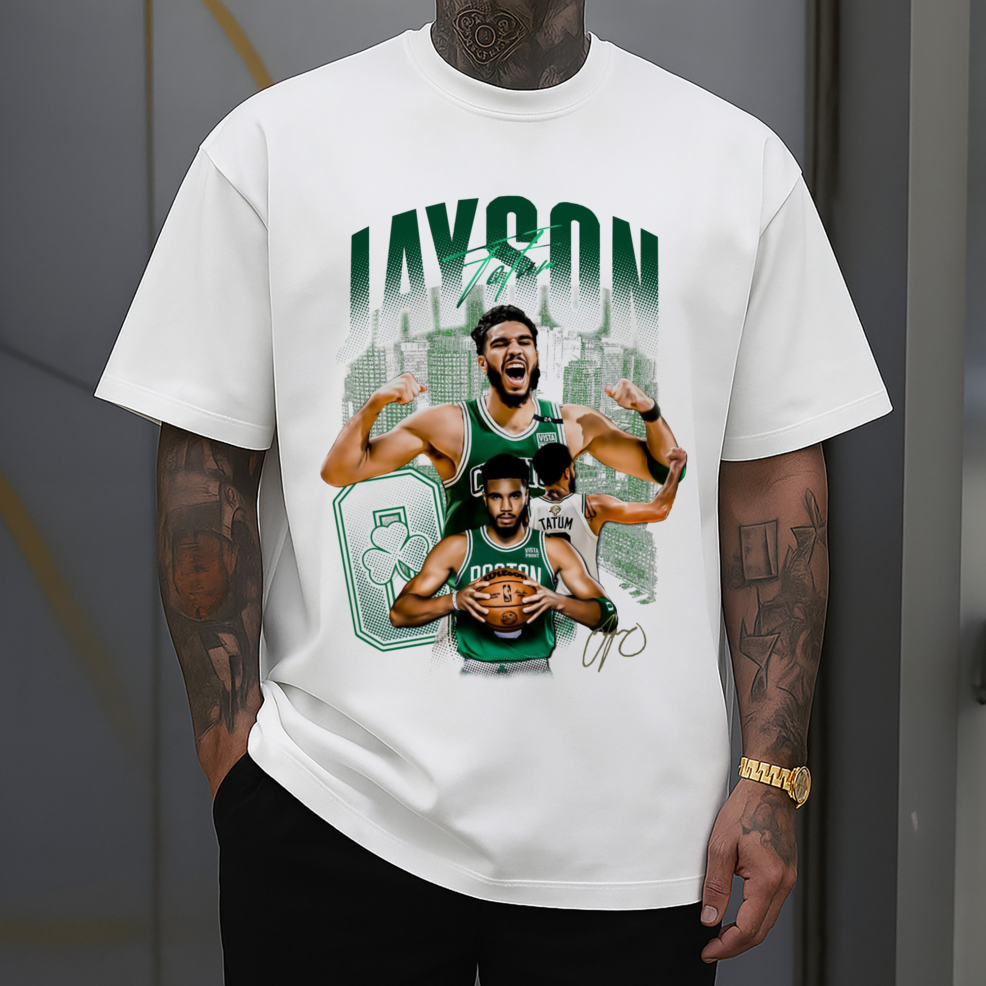 Jayson Tatum Celtics Signature Boston Skyline Shirt