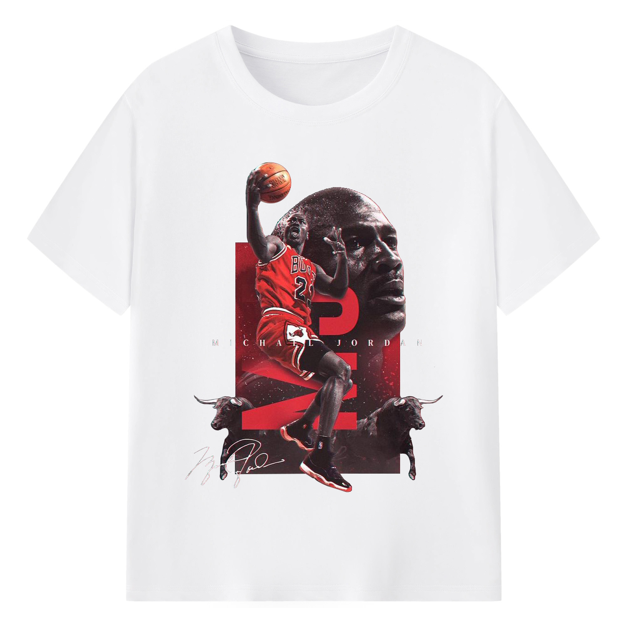 Michael Jordan Chicago Bulls GOAT Tribute Shirt - 180g Cotton T-Shirt With Front Heat Transfer Print – Soft, Lightweight, Fitted Design – Comfortable Casual Wear For Sports & Everyday Use