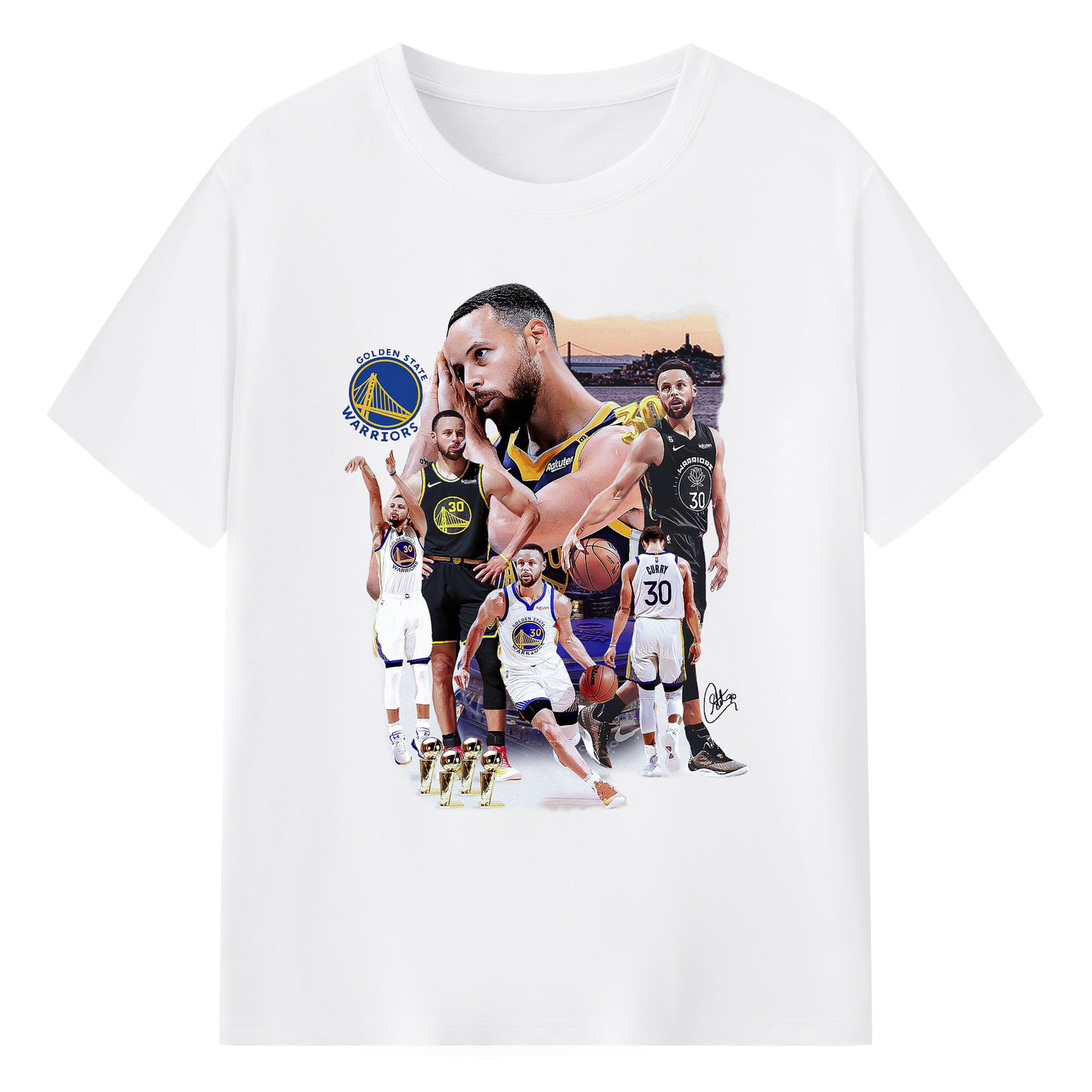 Stephen Curry 4×Championship Journey Shirt - 180g Cotton T-Shirt With Front Heat Transfer Print – Soft, Lightweight, Fitted Design – Comfortable Casual Wear For Sports & Everyday Use