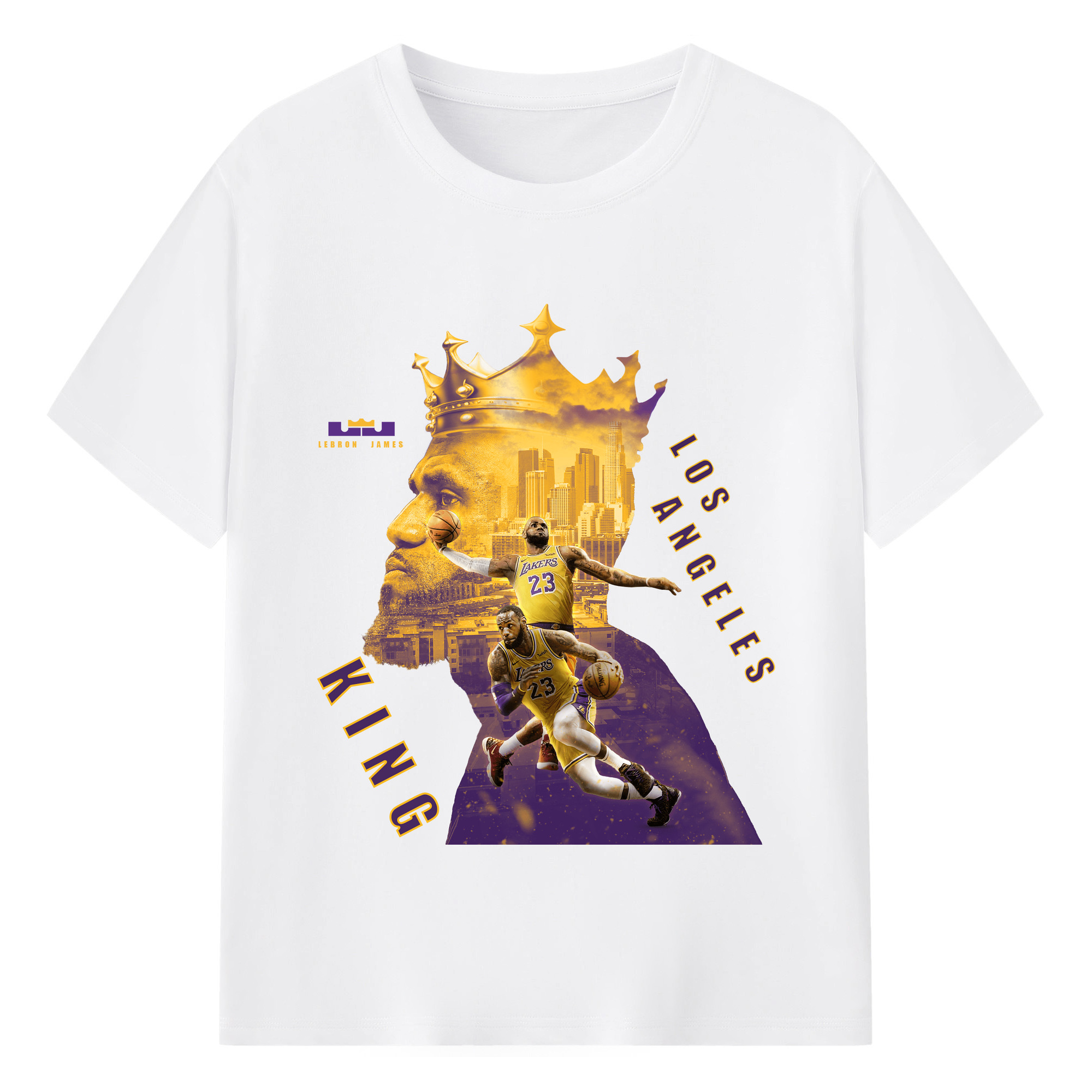 LeBron James Los Angeles Lakers King Graphic Shirt - 180g Cotton T-Shirt With Front Heat Transfer Print – Soft, Lightweight, Fitted Design – Comfortable Casual Wear For Sports & Everyday Use