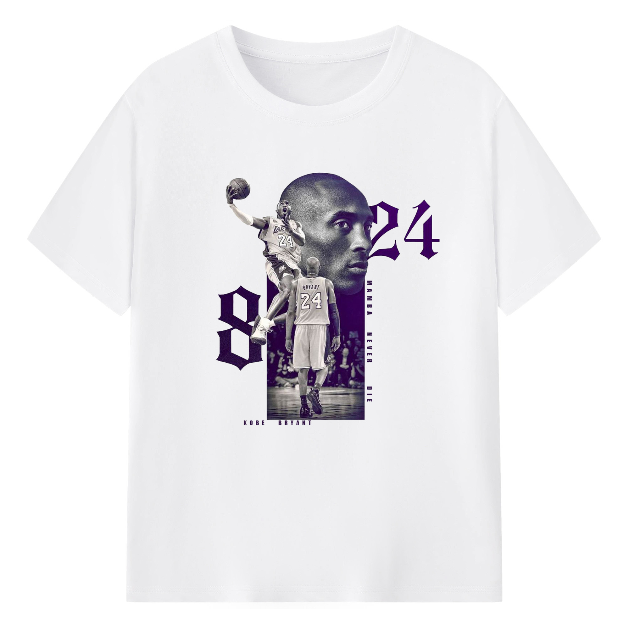 Kobe Bryant Mamba Never Die Memorial Shirt - 180g Cotton T-Shirt With Front Heat Transfer Print – Soft, Lightweight, Fitted Design – Comfortable Casual Wear For Sports & Everyday Use