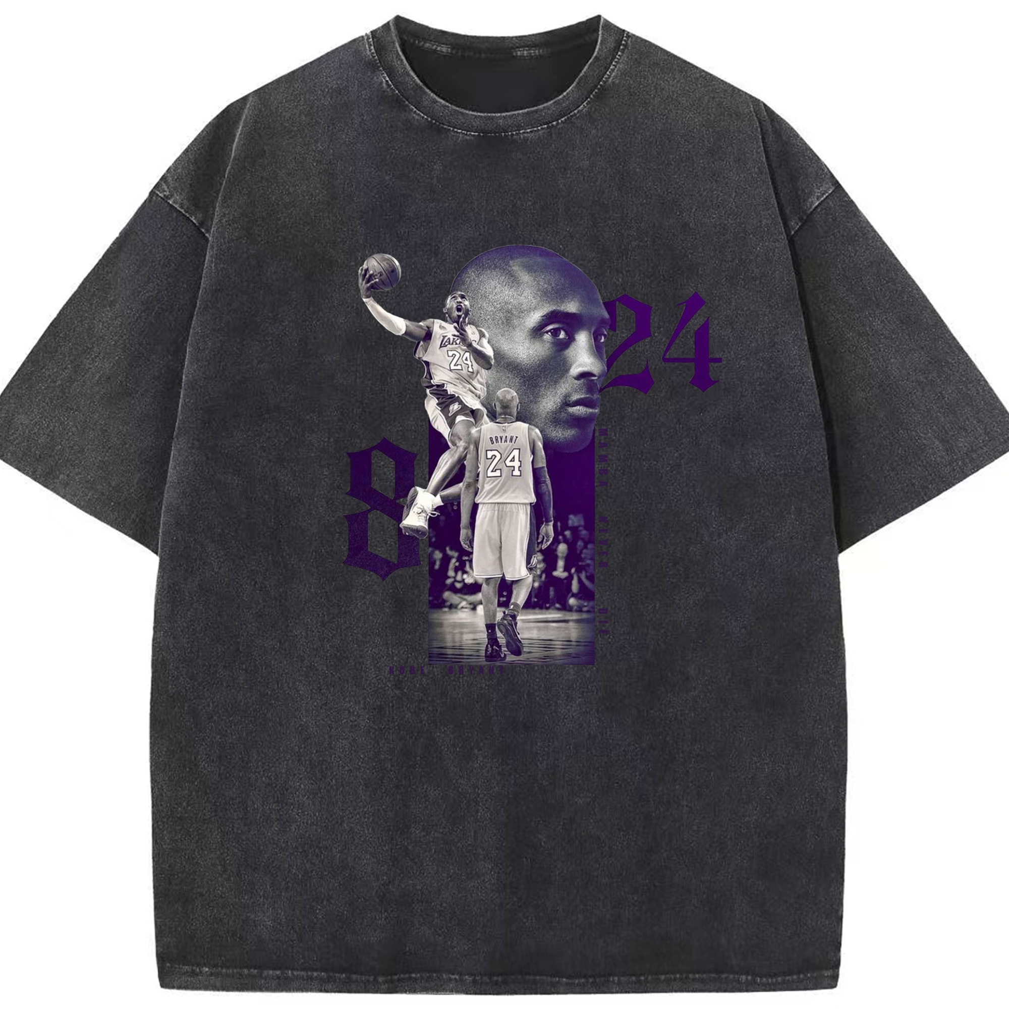 Kobe Bryant Mamba Never Die Memorial Shirt - Washed Vintage Look 230g Cotton Oversized T-Shirt With Front Heat Transfer Print – Soft, Lightweight, Stylish Fit – Comfortable Casual Wear For Sports & Everyday Use
