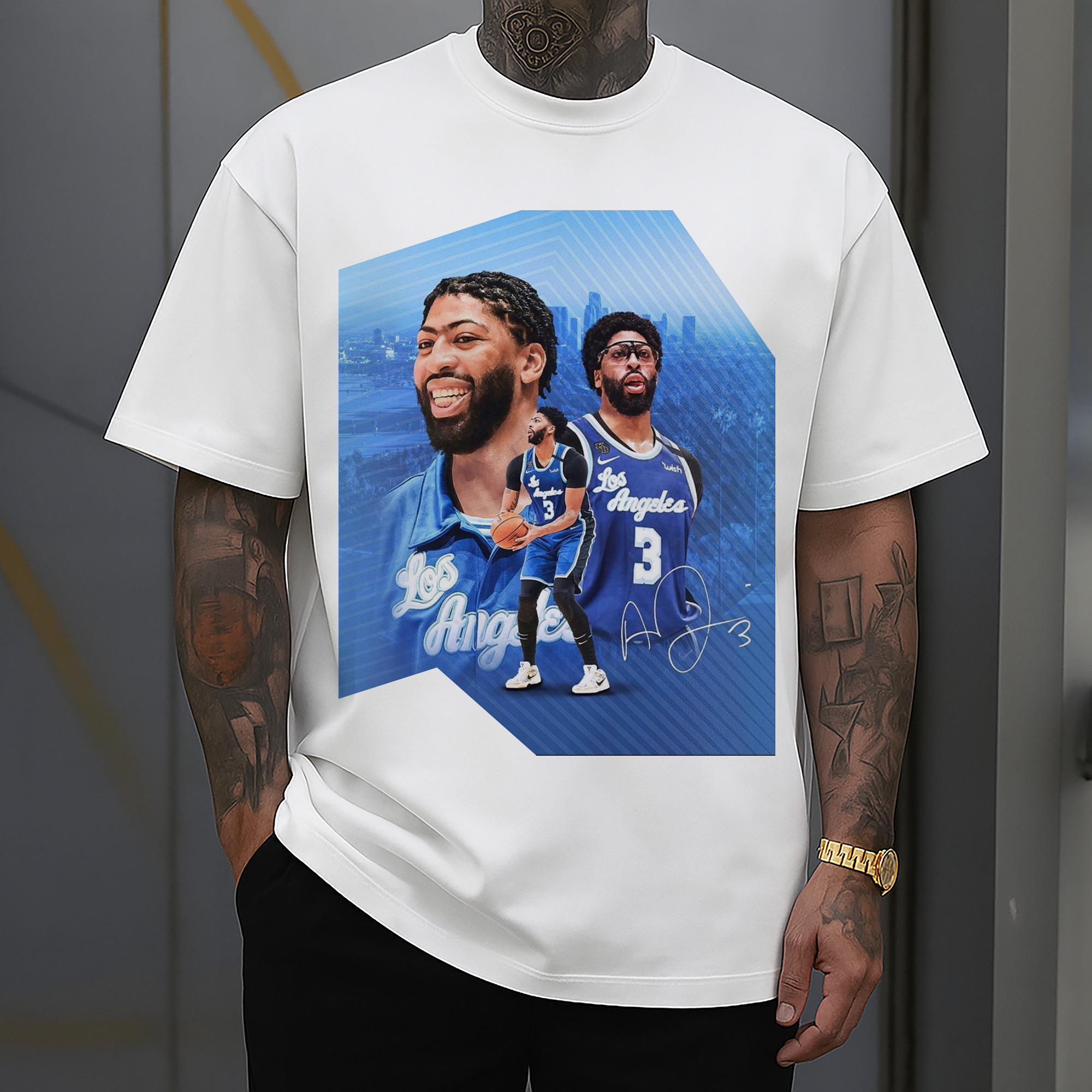Anthony Davis Los Angeles Blue Design Basketball Shirt