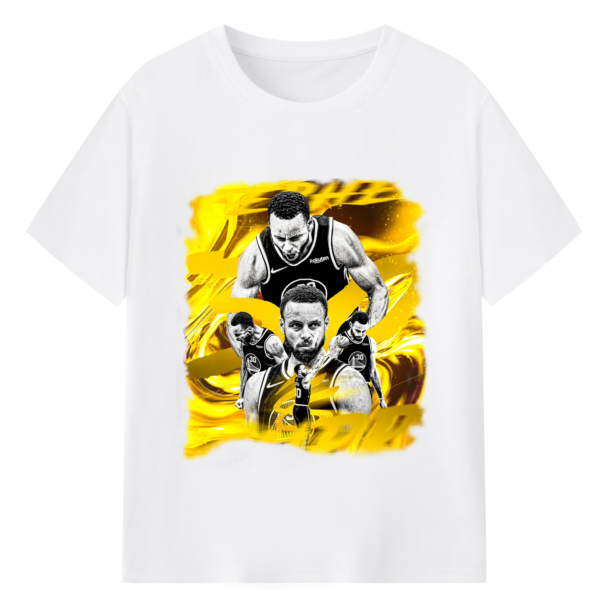 Stephen Curry Golden Swirl Art Shirt - 180g Cotton T-Shirt With Front Heat Transfer Print – Soft, Lightweight, Fitted Design – Comfortable Casual Wear For Sports & Everyday Use