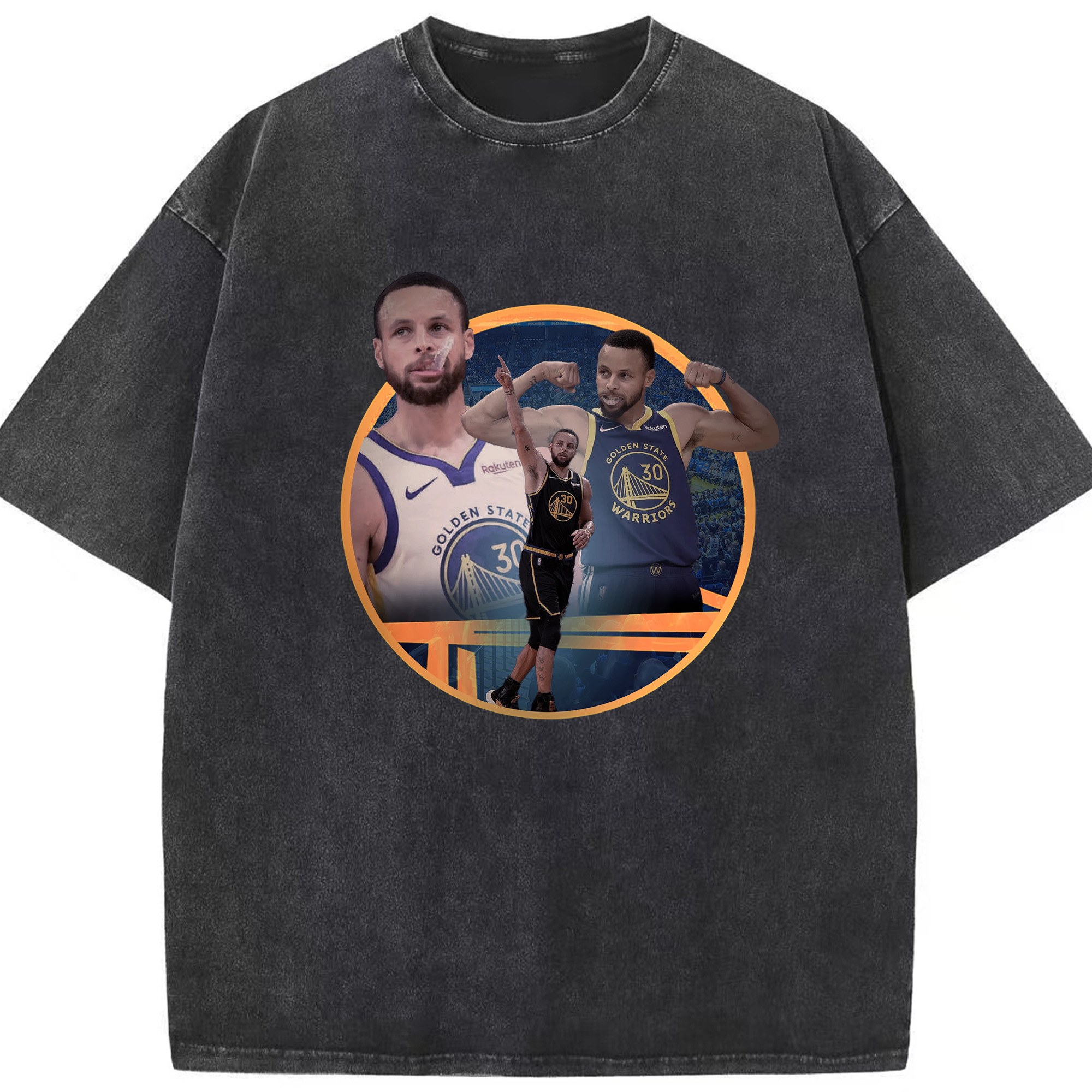 Stephen Curry #30 Inspired Art Shirt - Washed Vintage Look 230g Cotton Oversized T-Shirt With Front Heat Transfer Print – Soft, Lightweight, Stylish Fit – Comfortable Casual Wear For Sports & Everyday Use