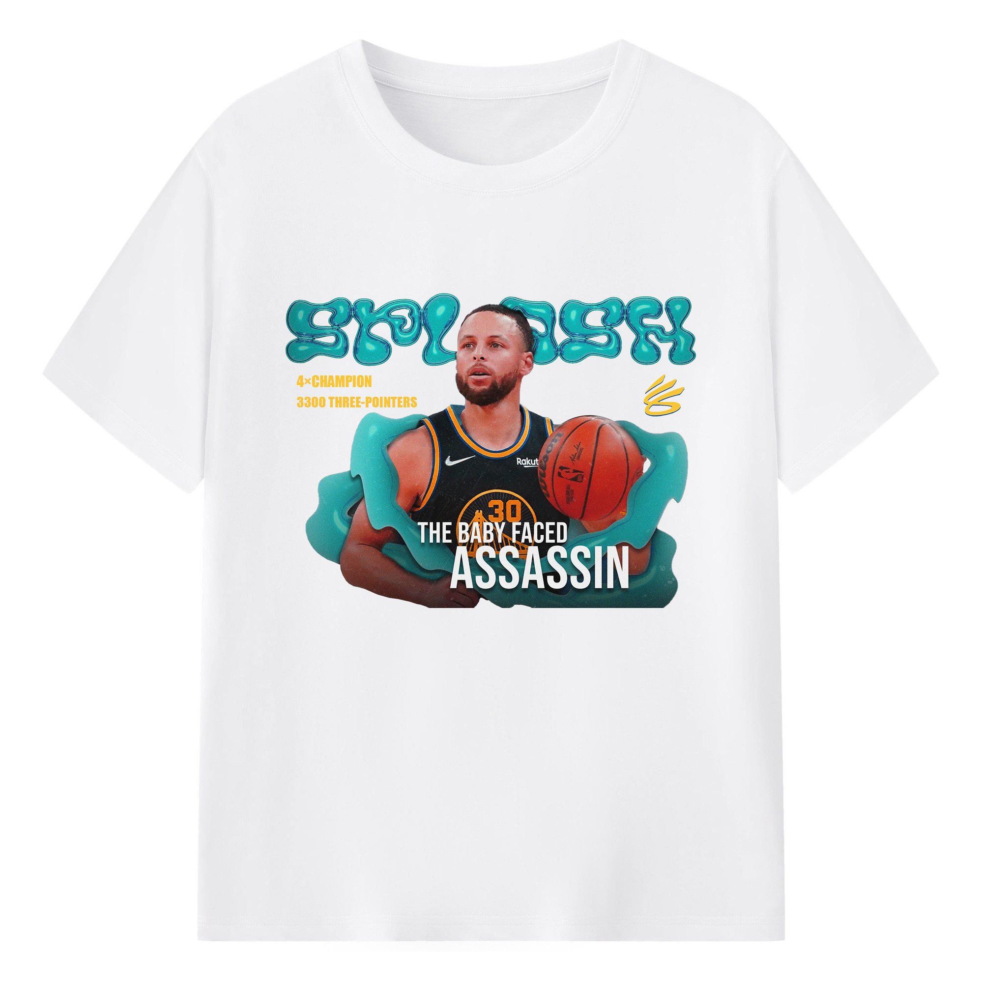 Stephen Curry Art “The Baby Faced assassin” logo Shirt - 180g Cotton T-Shirt With Front Heat Transfer Print – Soft, Lightweight, Fitted Design – Comfortable Casual Wear For Sports & Everyday Use