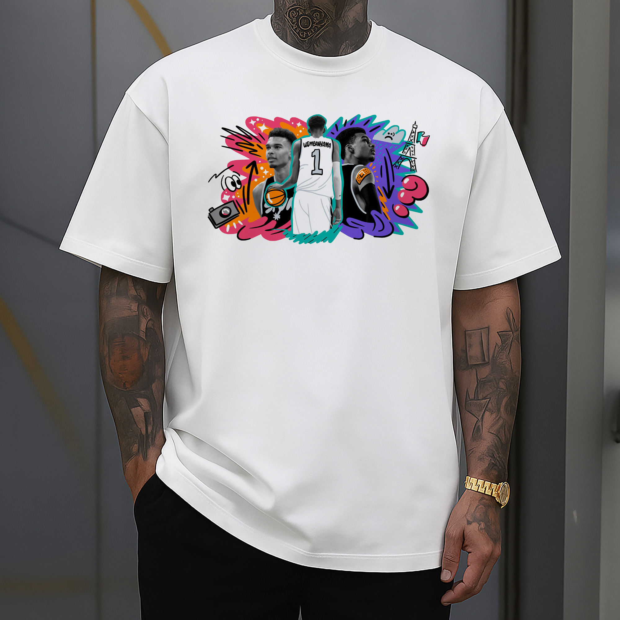 Victor Wembanyama #1 Cartoon graffiti style Shirt